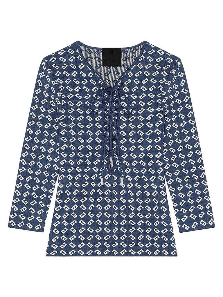 Givenchy o1w1db10326 Lace Up Long Sleeves Sweater in Blue Size XS / US 0-2 / IT 36-38 - 1 Preview
