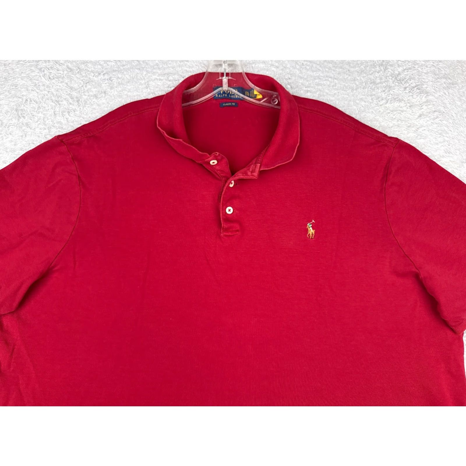 Ralph Lauren VINTAGE Polo Ralph Lauren Polo Shirt Men 2XL Red Short Sleeve Cotton Classic Fit Size US XXL / EU 58 / 5 - 4 Thumbnail