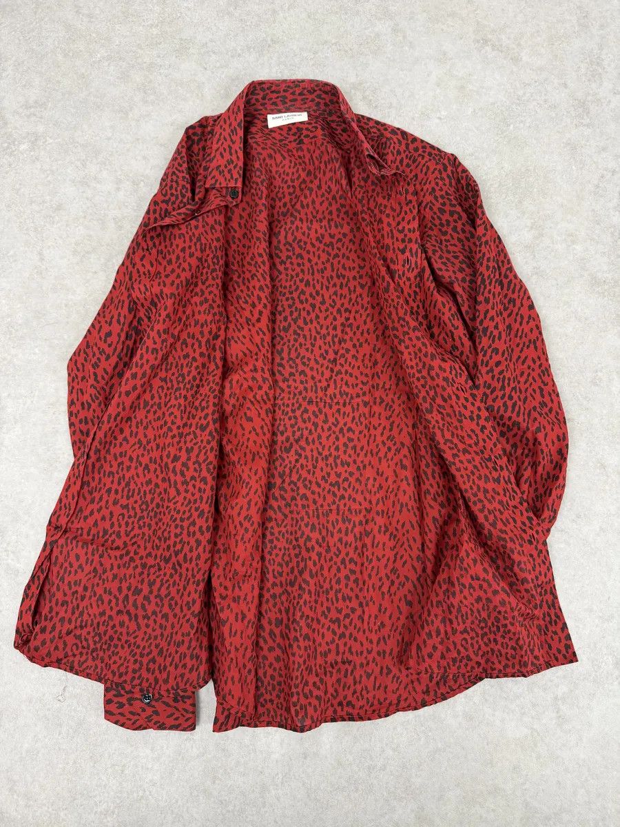 Saint Laurent Paris SS2014 Saint Laurent Red & Black Leopard Shirt Size US M / EU 48-50 / 2 - 6 Thumbnail