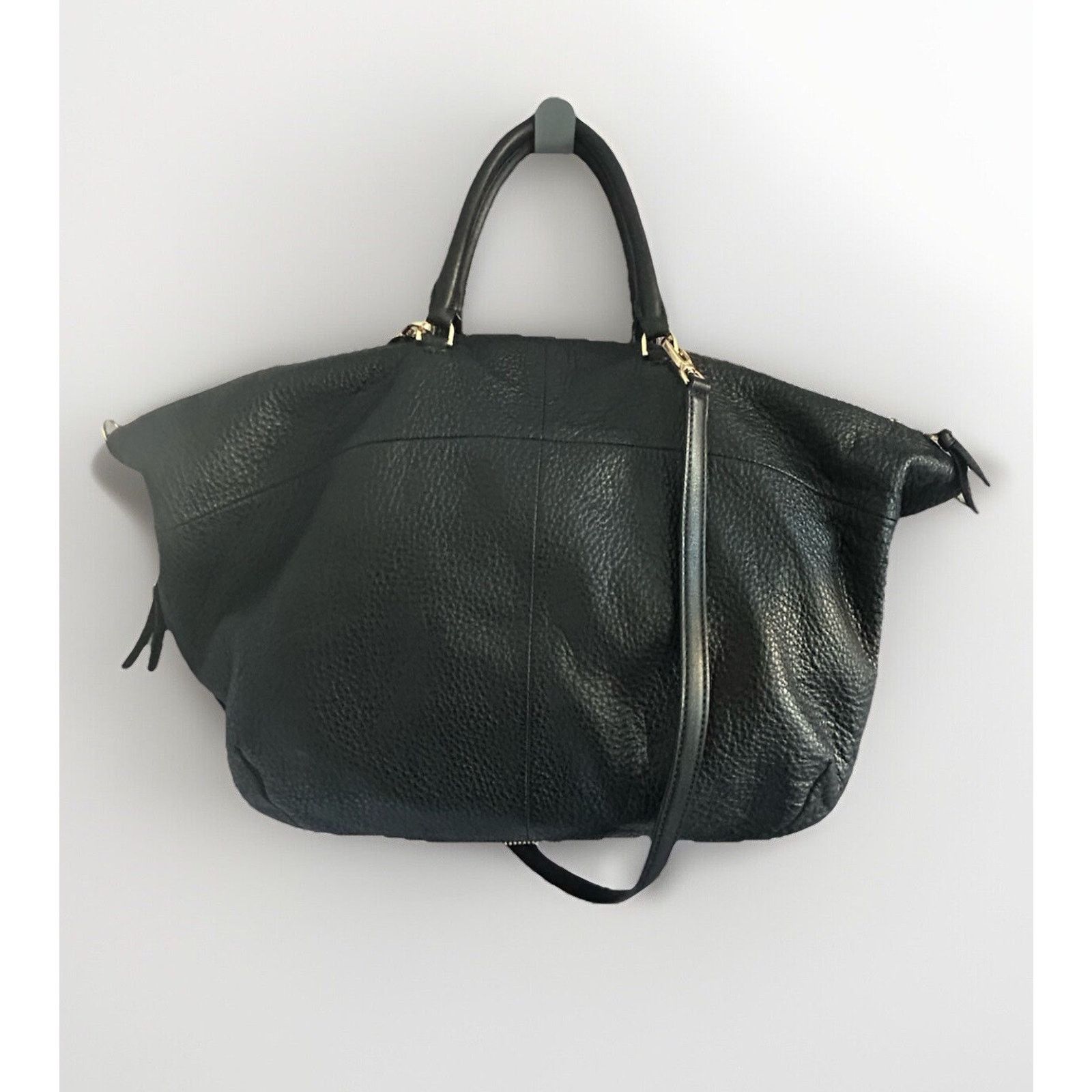 Tory Burch Tory Burch Ivy Slouchy Leather Satchel Large Black Handbag Size ONE SIZE - 3 Thumbnail