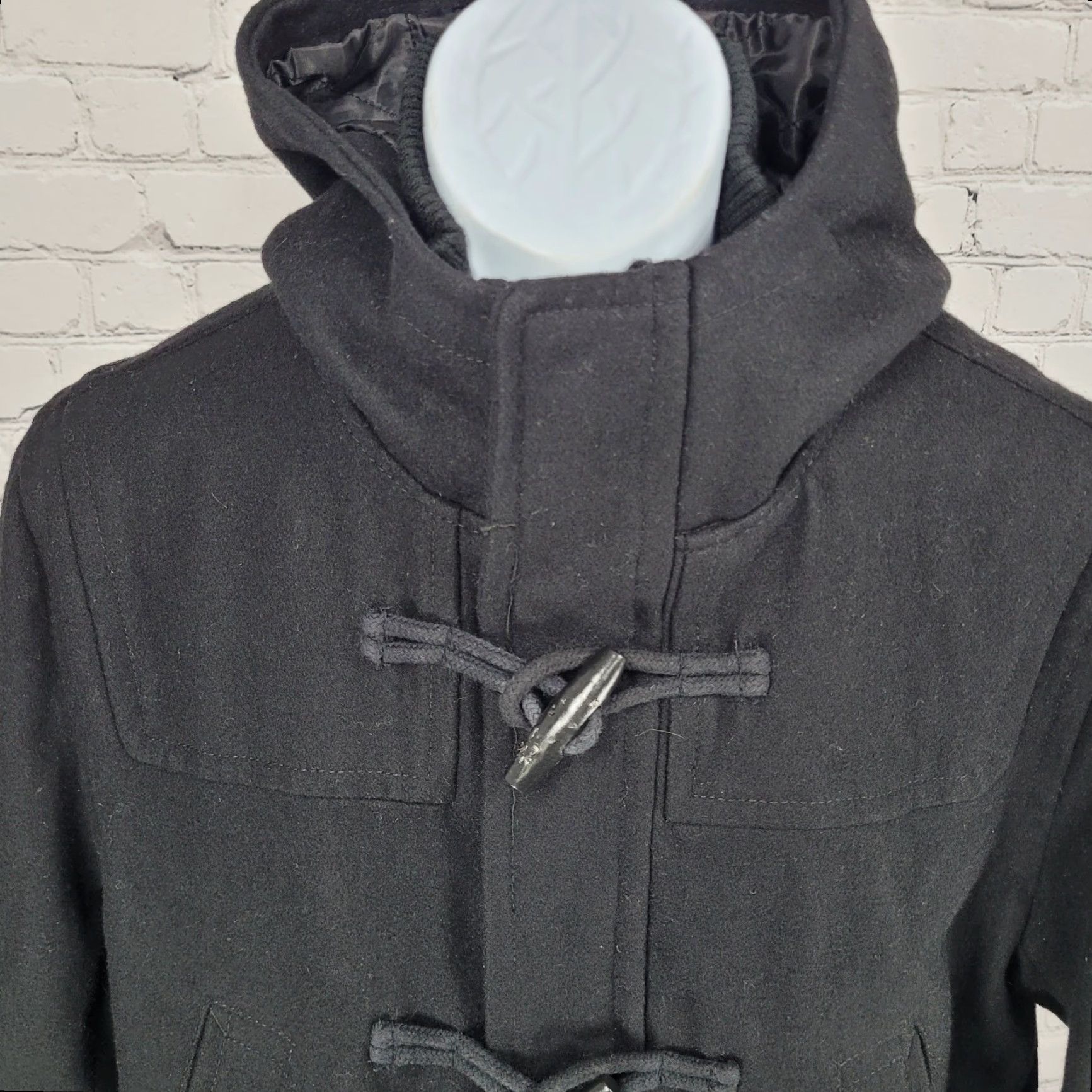 Dockers DOCKERS Coat Wool Blend Black Hooded Insulated Zip Toggle Cuffs Knit Collar Mid-Length Men M Size US M / EU 48-50 / 2 - 7 Thumbnail