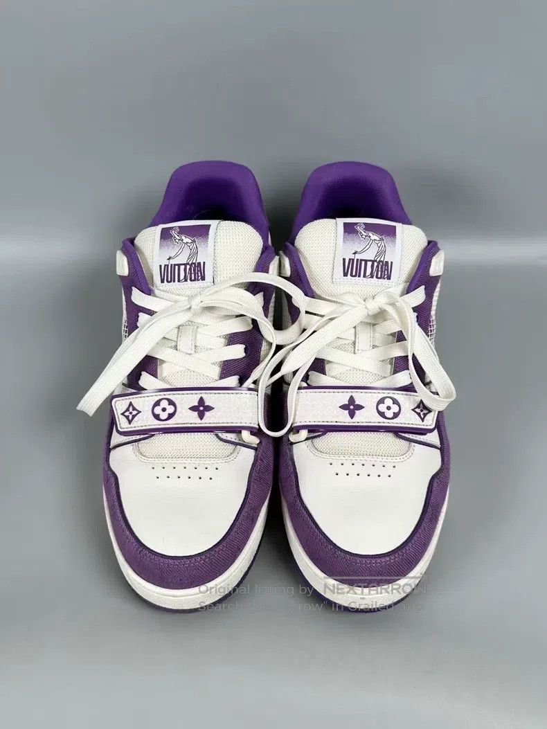 Louis Vuitton Louis Vuitton White and Purple Velcro Trainer Casual Shoes Size US 7 / EU 40 - 2 Thumbnail