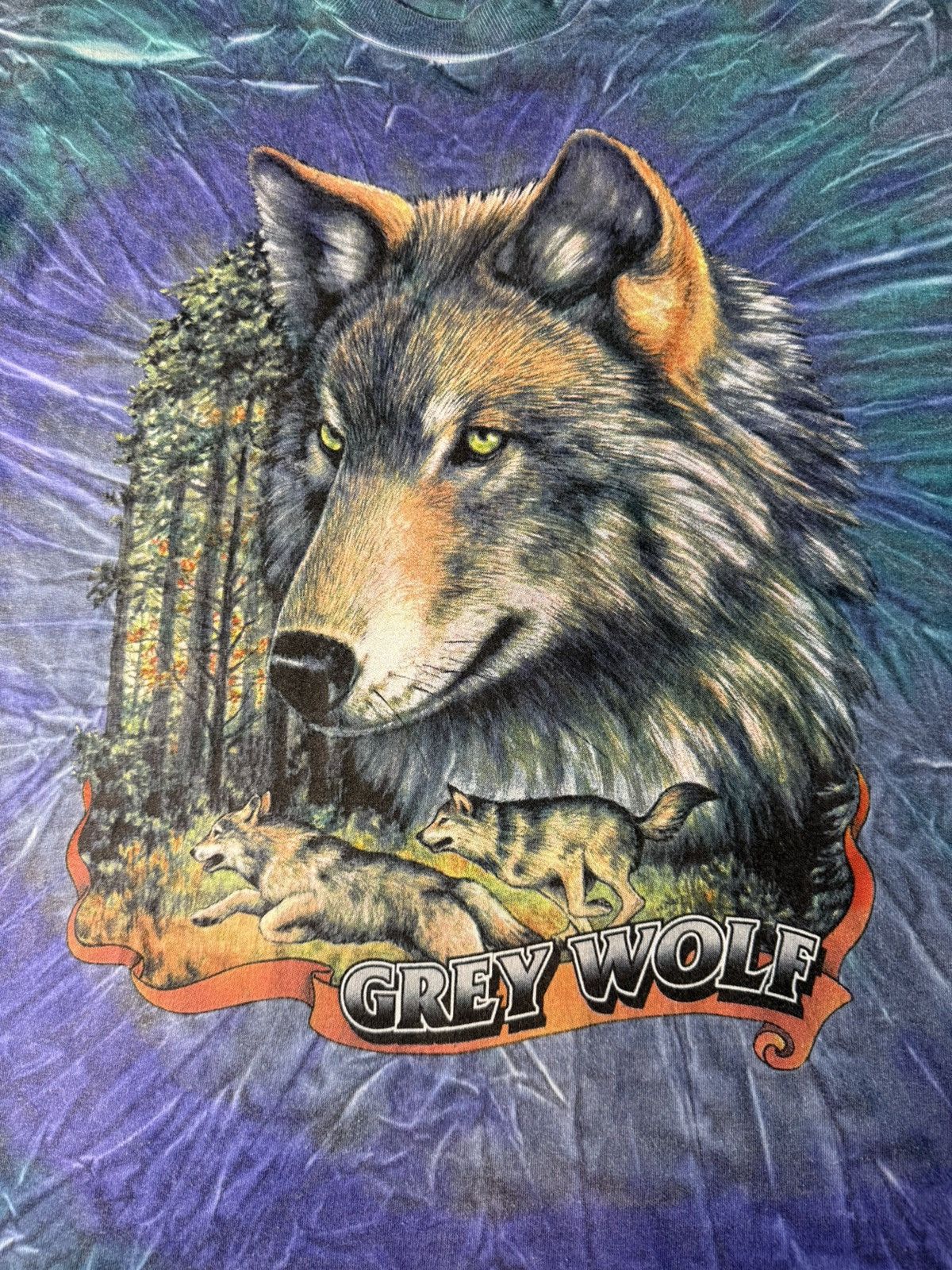 Vintage Vintage Tie-Dye Grey Wolf T-shitt Size US L / EU 52-54 / 3 - 3 Thumbnail