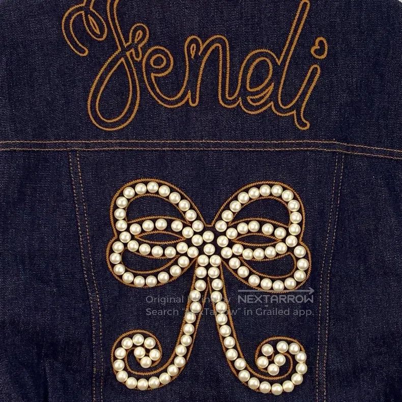 Fendi Fendi Deep Blue Bow Pearl Decorated Cotton Collar Single-B Size XXS / US 00 / IT 34 - 5 Thumbnail