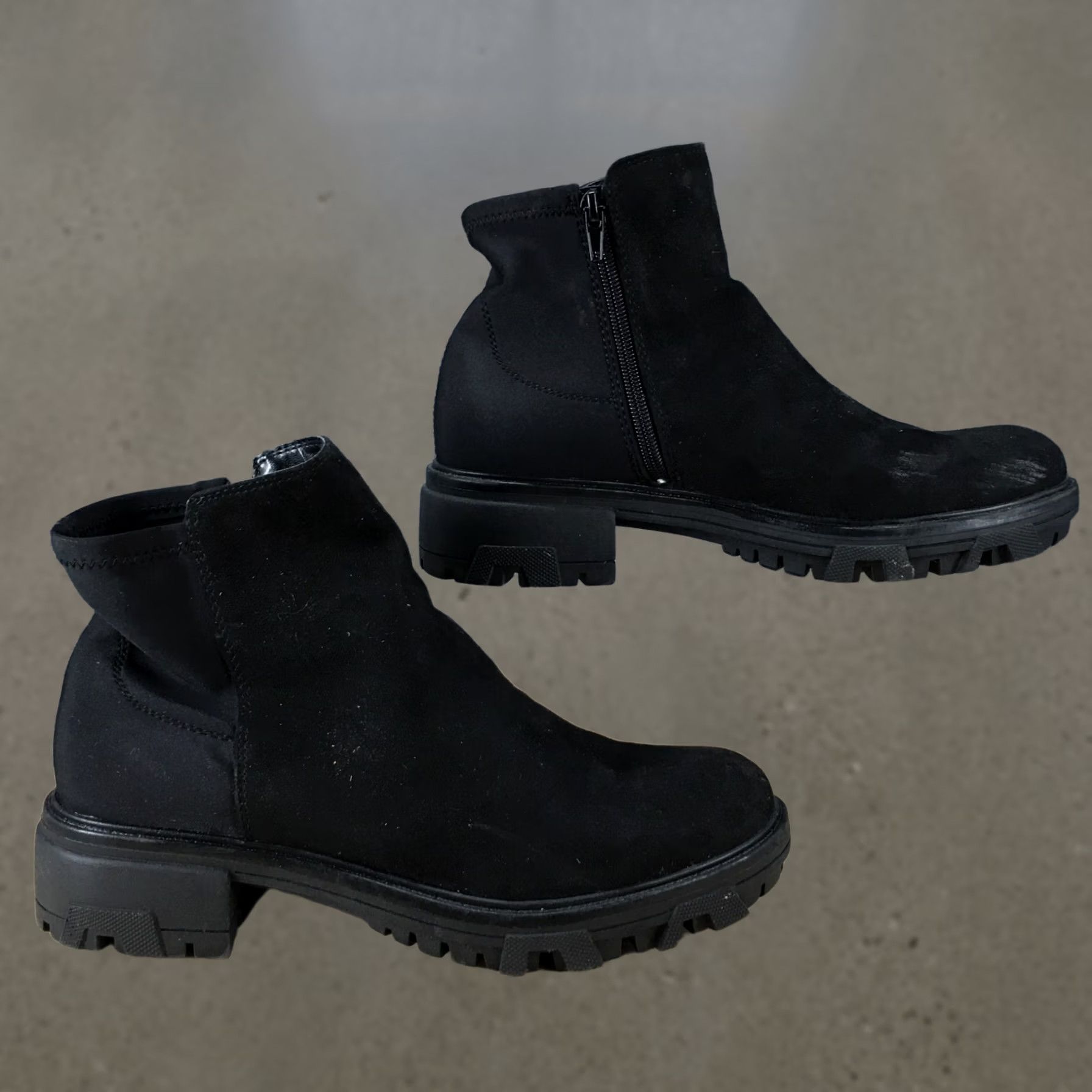 Vintage Unisa Boots Womens Wadi-M Ankle Booties Zipper Black Suede Casual Mid Heel 2" Size US 9 / IT 39 - 1 Thumbnail