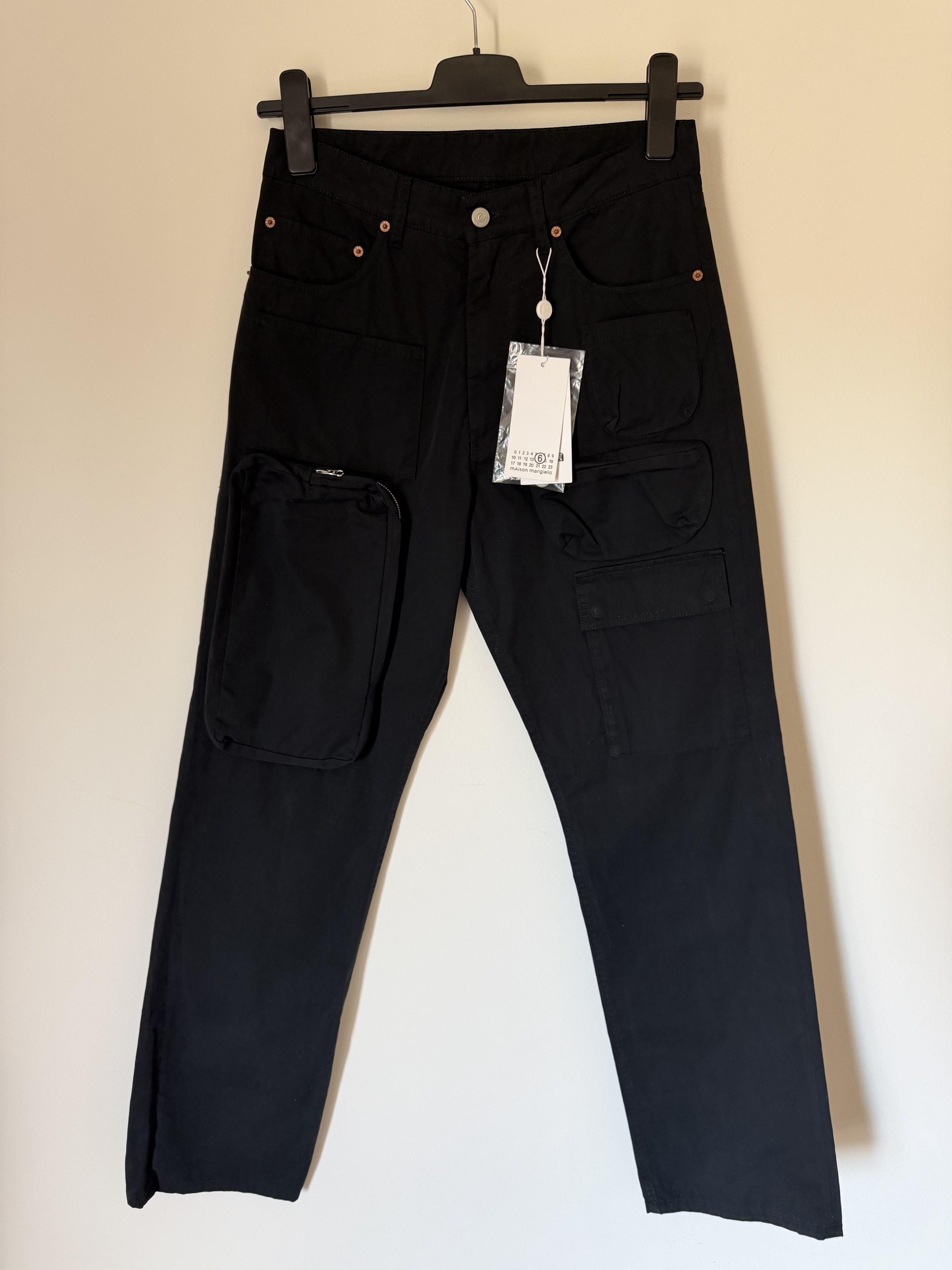 MM6 MM6 Maison Margiela Multi Pocket Cargo Pants in Black Size US 31 - 2 Thumbnail