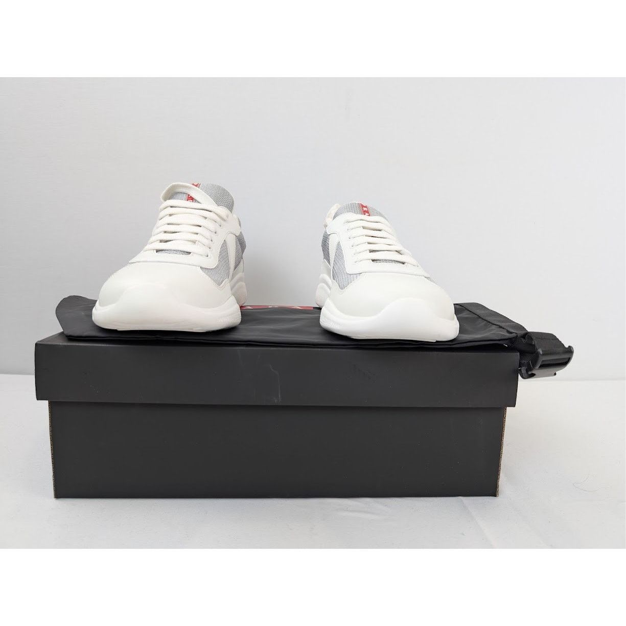 Prada o1rshd1 Calzature Uomo Sneakers in Bianco Argento Size US 12 / EU 45 - 18 Thumbnail