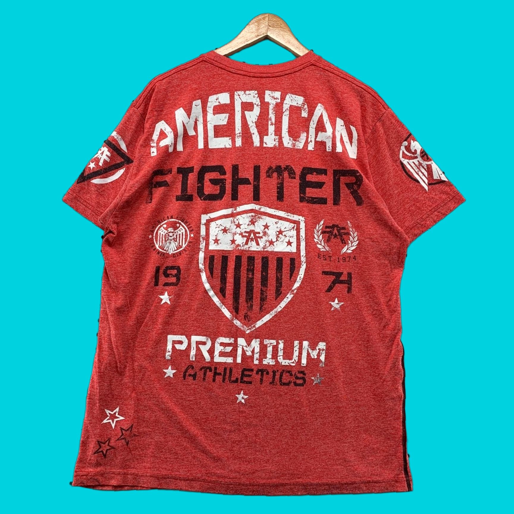 Vintage American Fighter Shirt Mens 2XL Red Premium UFC MMA Training Shirt Shirt Size US XXL / EU 58 / 5 - 1 Thumbnail