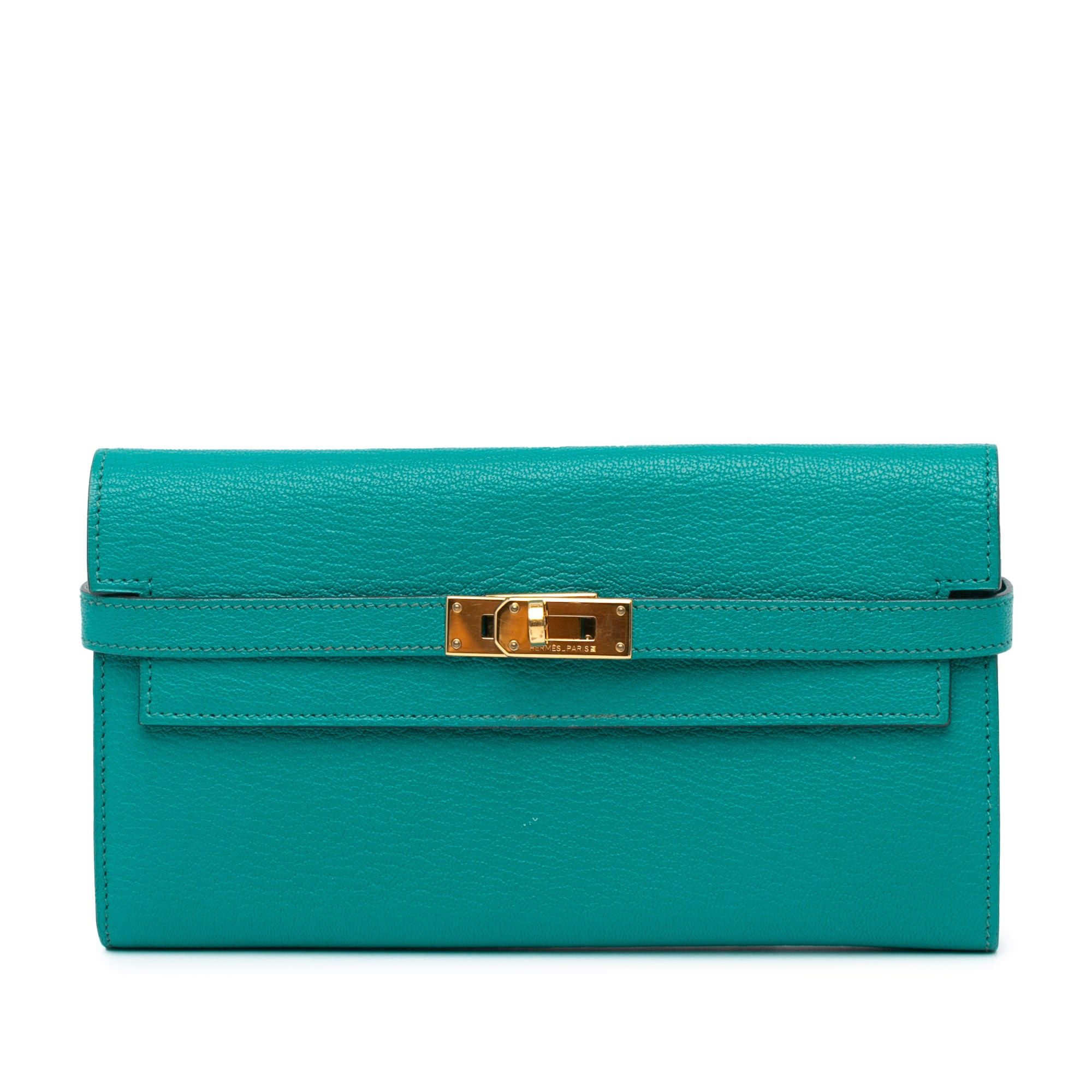 Hermes Hermès Chevre Mysore Kelly Long Wallet Blue Size ONE SIZE - 1 Thumbnail