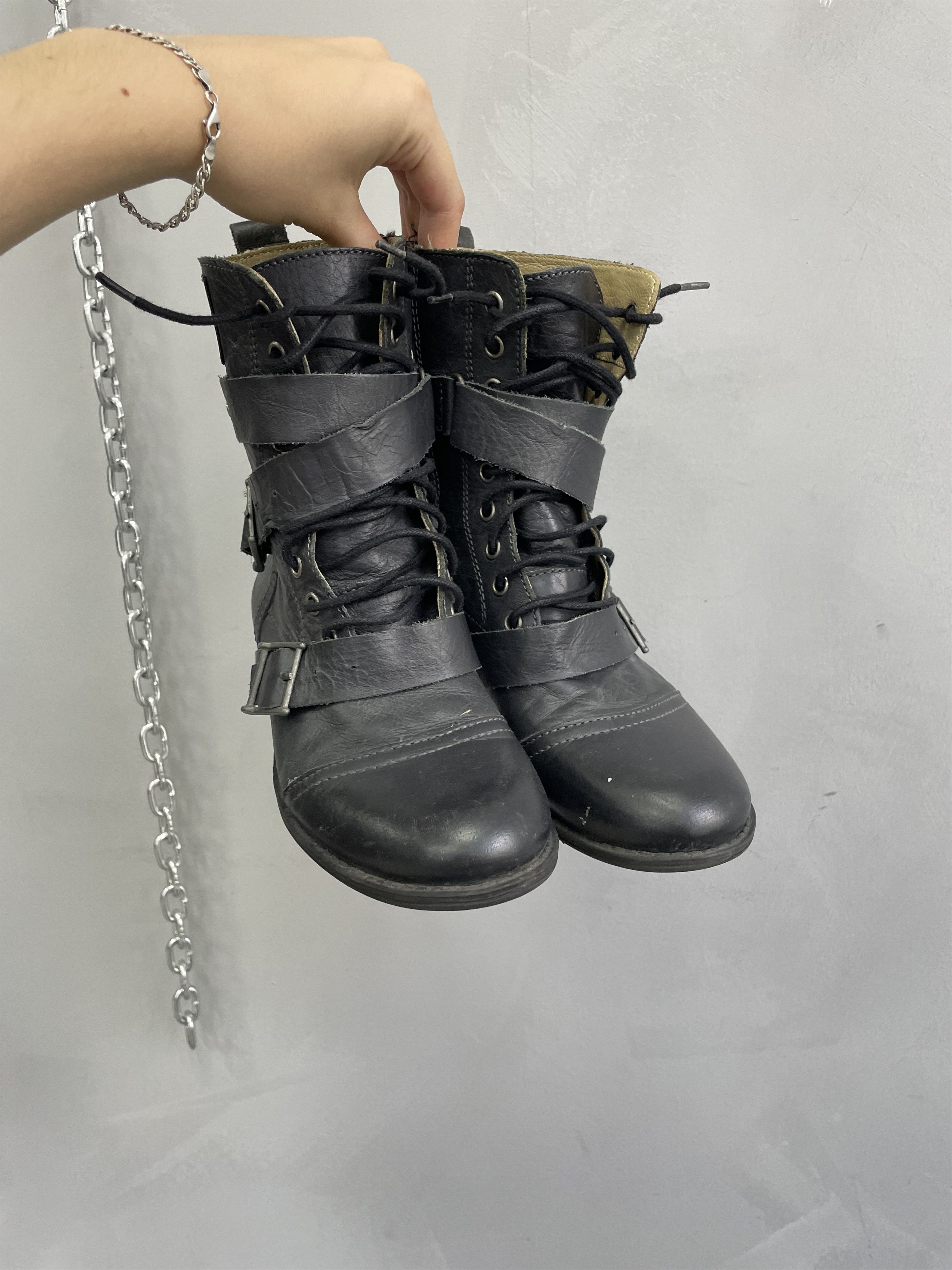 A.S.98 Leather moto ankle Belted Guidi style boots hype retro Size US 7 / IT 37 - 10 Thumbnail