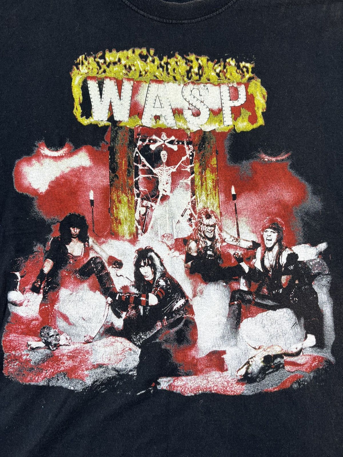 Fruit Of The Loom Vintage W.A.S.P Band Graphic Tee Faded Black Shirt Size US XL / EU 56 / 4 - 4 Thumbnail