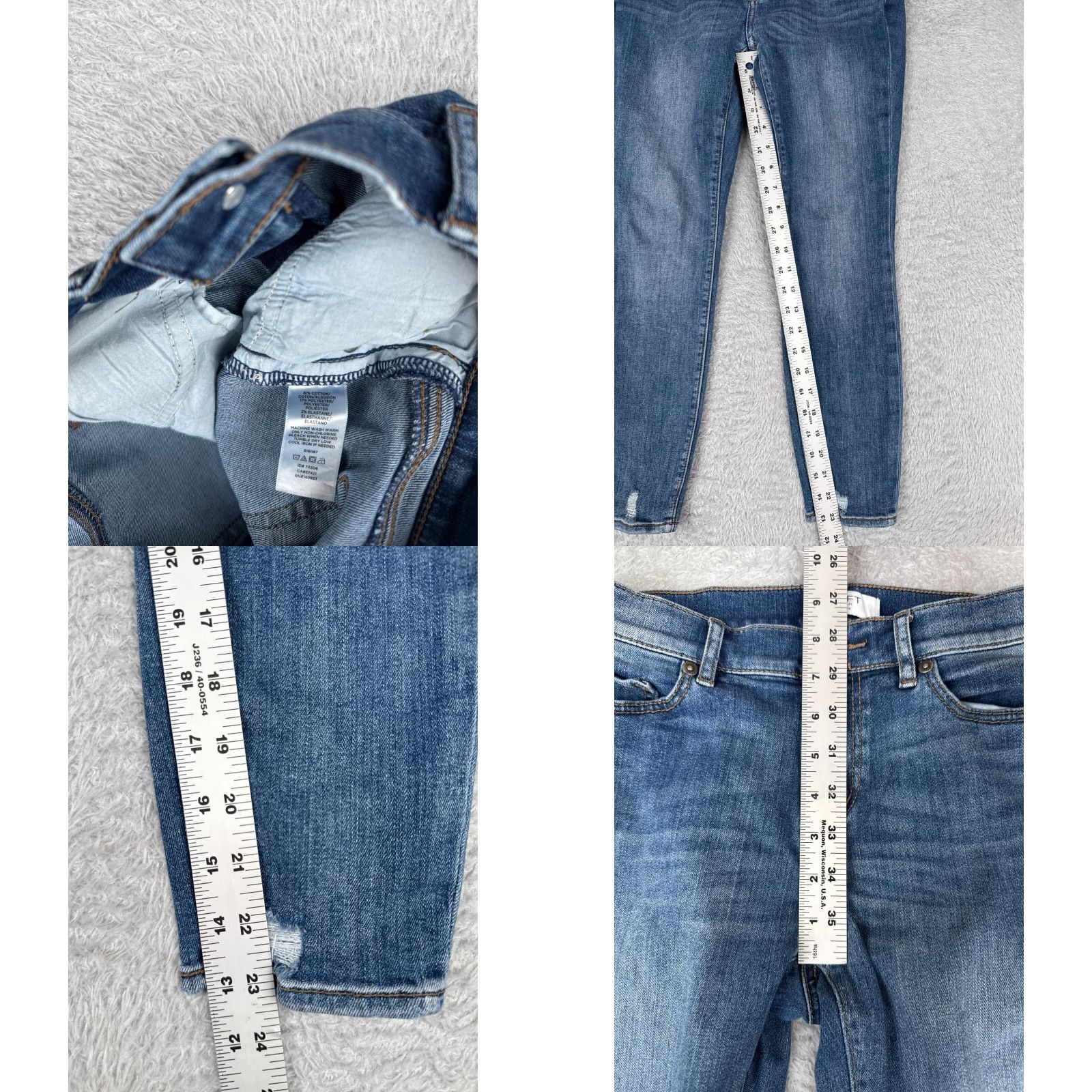 Loft Loft Jeans Womens Skinny Low Rise Blue Denim 27x23 Petites Jeans Distressed 4P 5-Pocket Design Cotton Spandex Loft Outlet Size 27" / US 4 / IT 40 - 8 Thumbnail