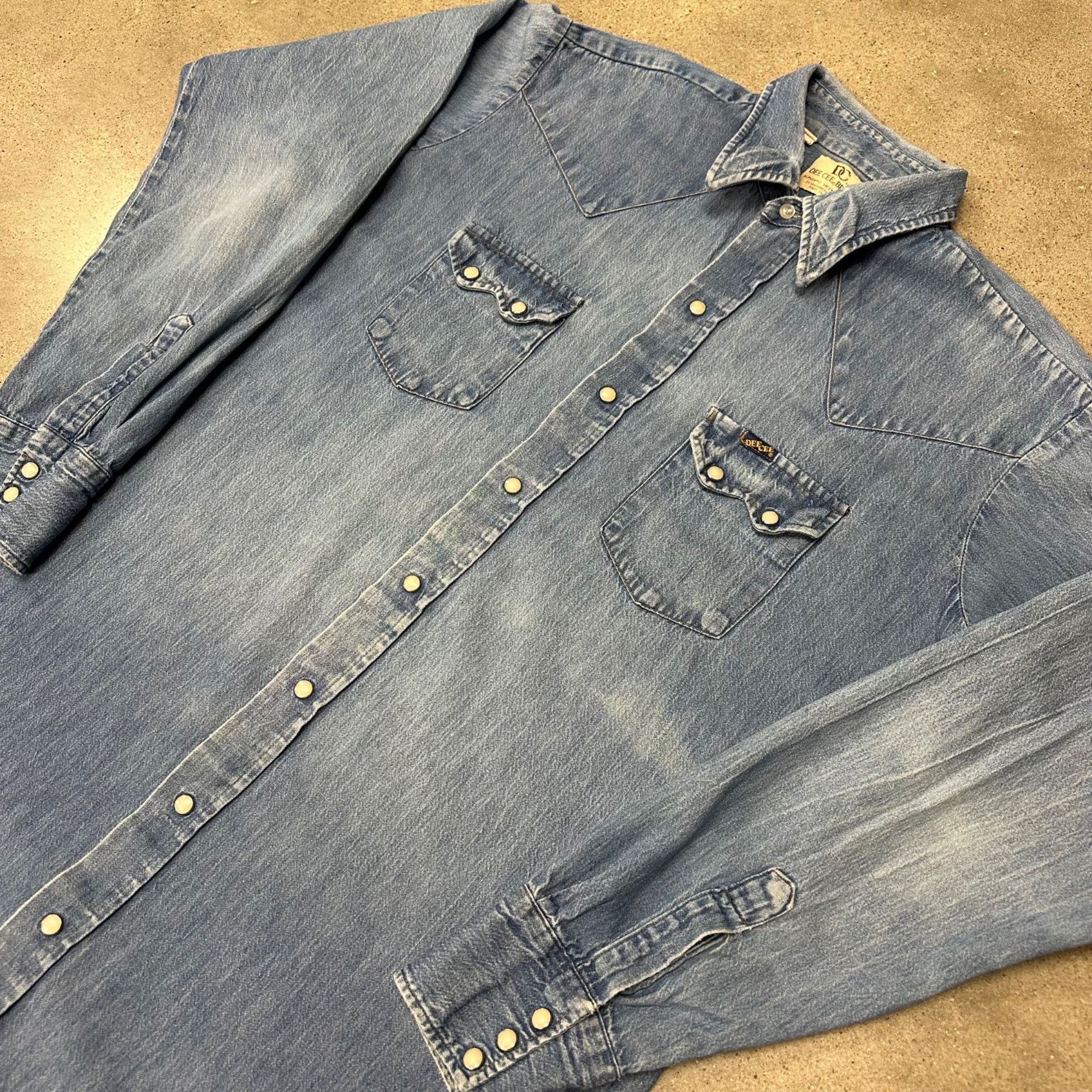 Vintage Vintage Dee Cee Denim Sawtooth Pocket Pearlsnap Western Shir Size US XXL / EU 58 / 5 - 2 Thumbnail