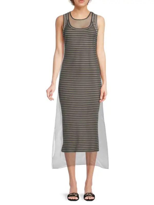 Brunello Cucinelli o1y0725 Sleeveless Midi Dress in Dark Gray Size S / US 4 / IT 40 - 1 Thumbnail