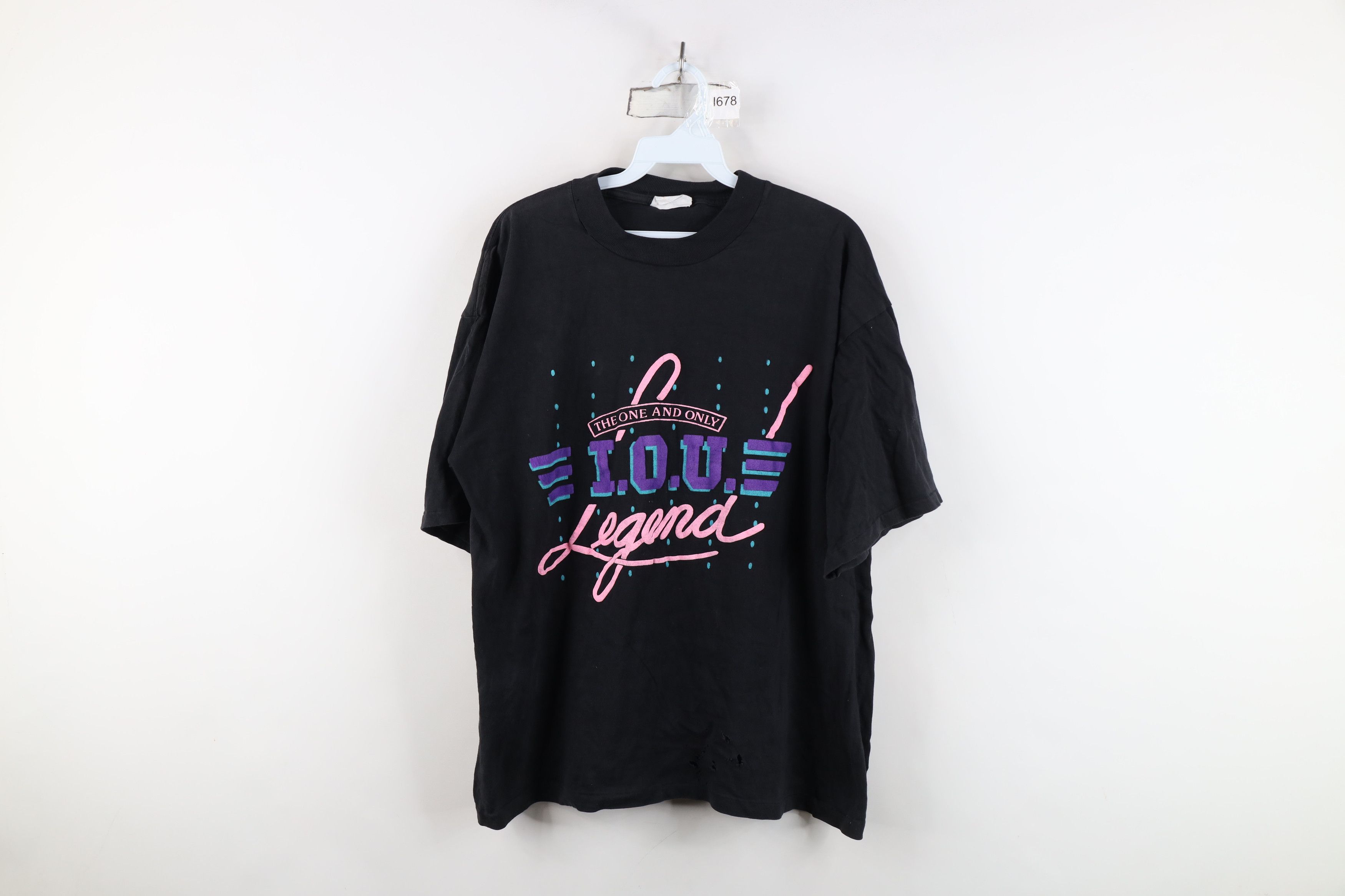 Vintage Vintage 90s IOU Skateboarding Spell Out Legend T-Shirt Black Size US L / EU 52-54 / 3 - 1 Thumbnail