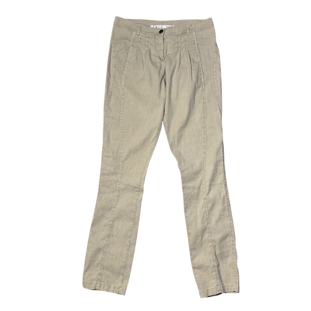 TWINSET Twinset Twin-Set Simona Barbieri Linen Blend Beige Trousers Size 28" / US 6 / IT 42 - 2 Thumbnail