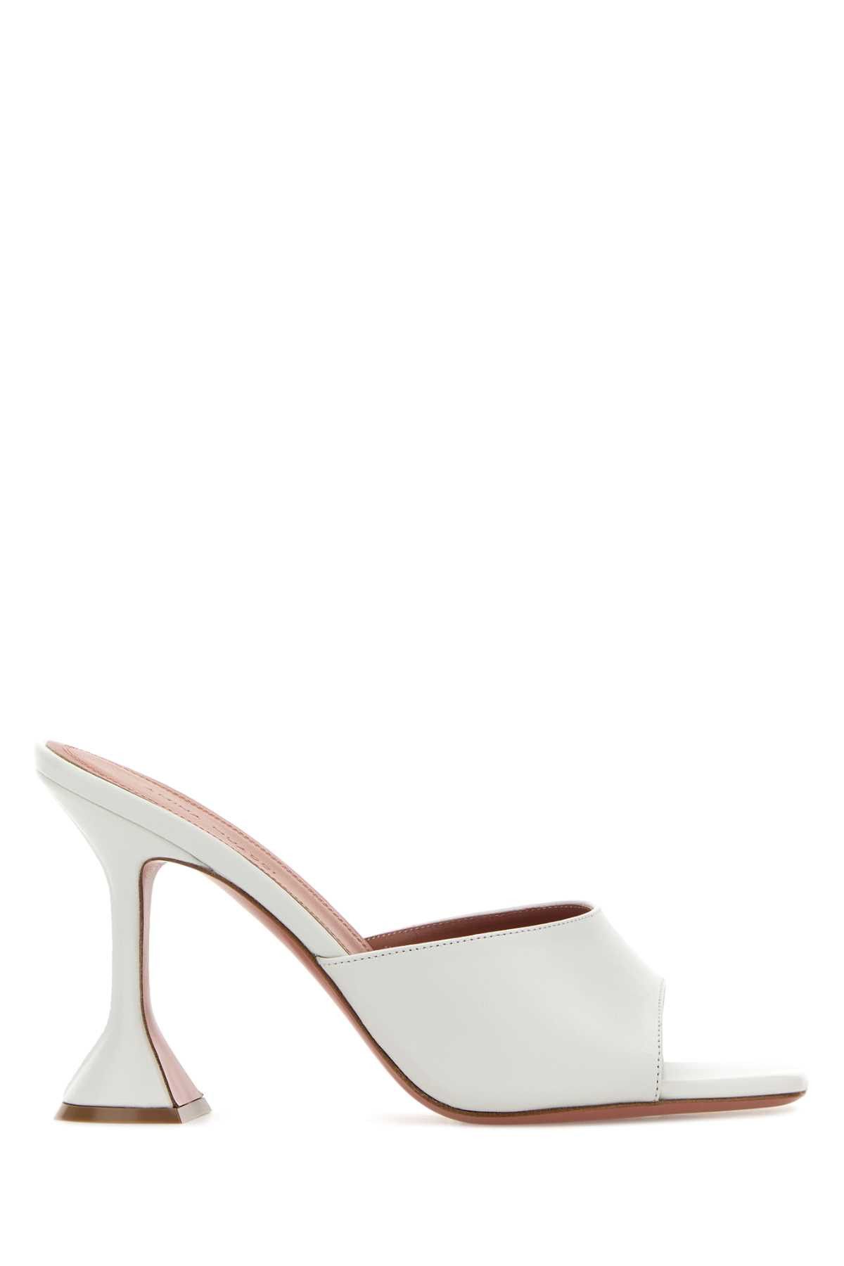 Amina Muaddi White Nappa Leather Lupita Mules Size US 10 / IT 40 - 1 Thumbnail