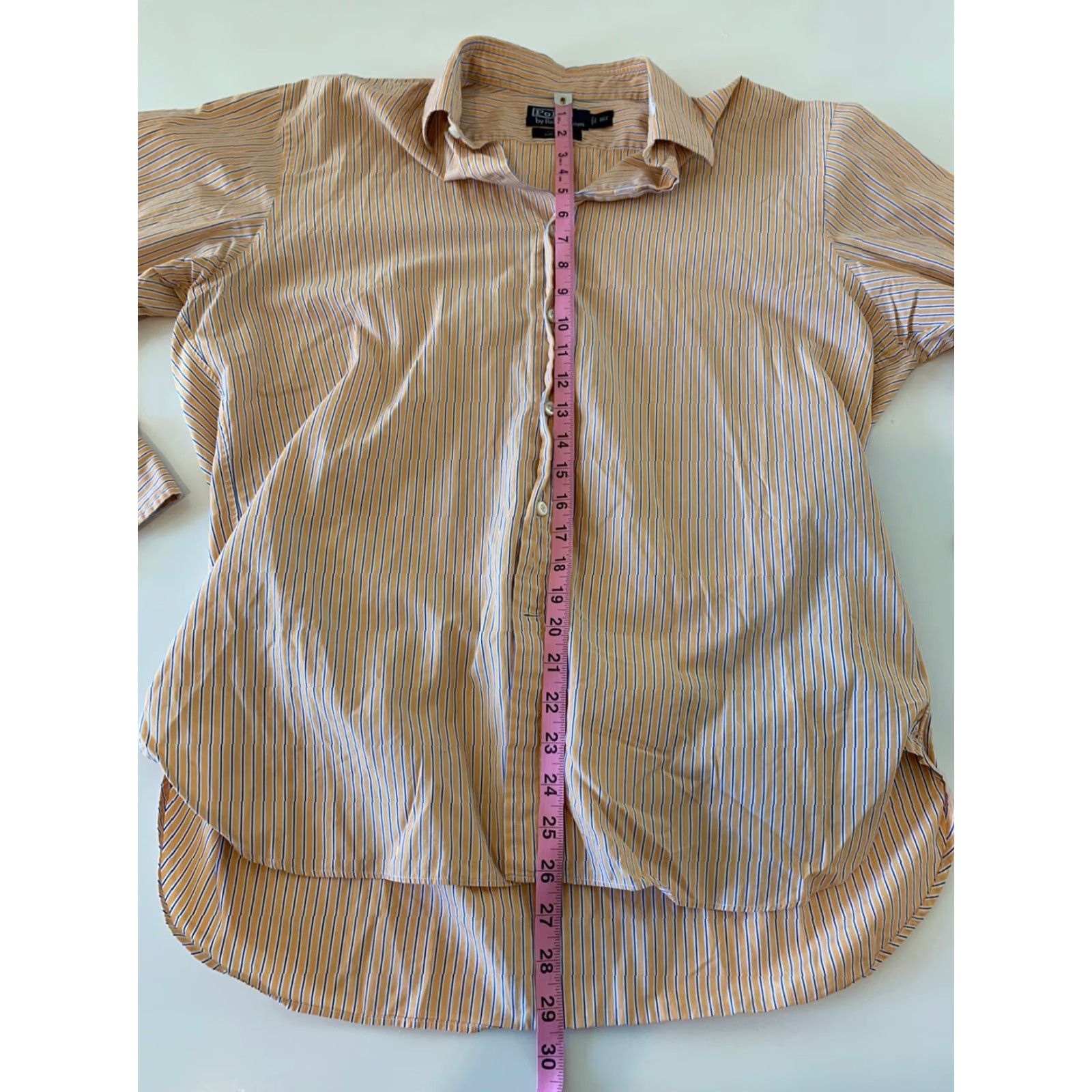 Polo Ralph Lauren Polo Ralph Lauren Striped Long Sleeve Shirt Mens 16 1/2 Orange Dress Shirt Button Front Size US L / EU 52-54 / 3 - 5 Thumbnail