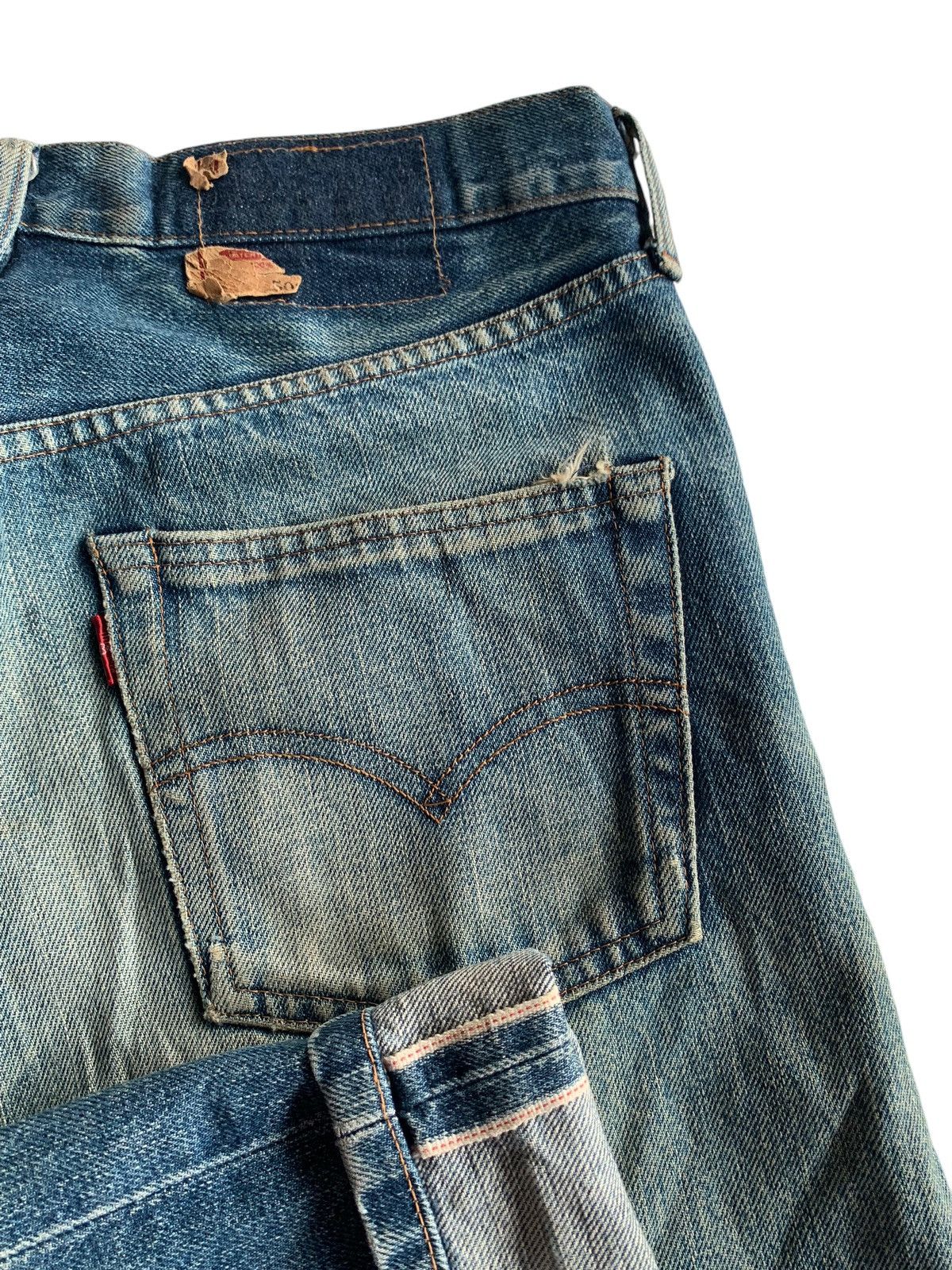 Vintage Levis Big E 502XX Selvedge Distressed Denim
