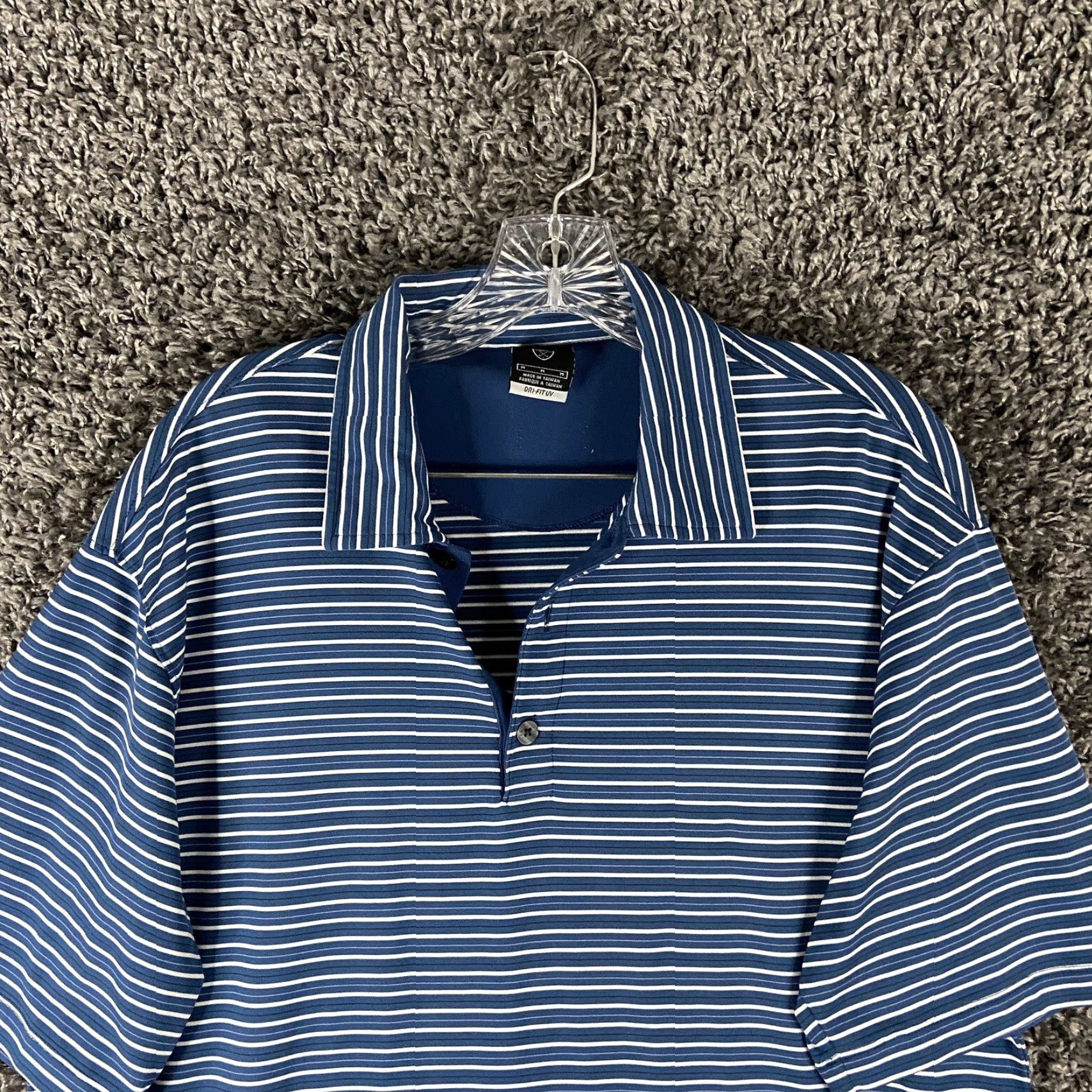 Nike Nike Polo Mens M Blue Striped Dri-Fit UV Size US M / EU 48-50 / 2 - 4 Thumbnail