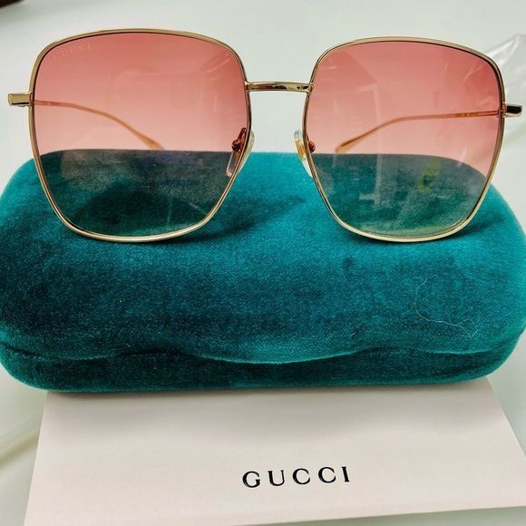 image of New Gucci Gold / Red Gg1031S - 002 Sunglasses in Pink, Women's