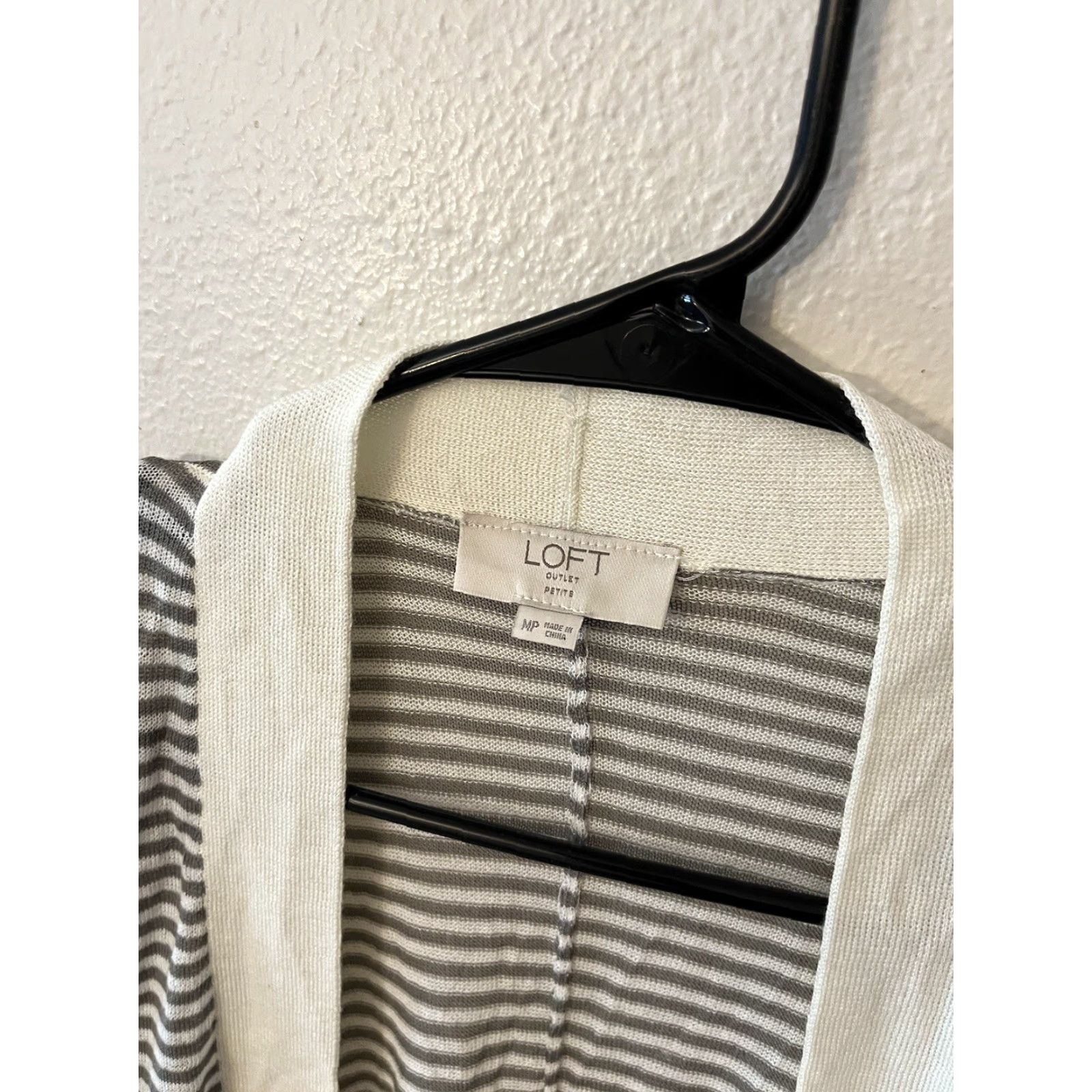 Loft LOFT Women's Cotton Knit Cardigan Sweater, Lightweight, Striped, Petite Medium, Open Front Fall Spring Winter Casual Size M / US 6-8 / IT 42-44 - 3 Thumbnail