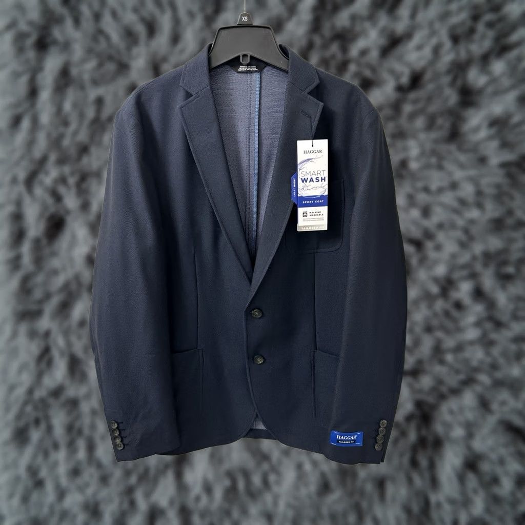 Haggar Haggar Sport Coat Blazer Mens M 40-42 Blue Tailored Fit 2 Buttons Jacket NWT Size 40R - 1 Thumbnail