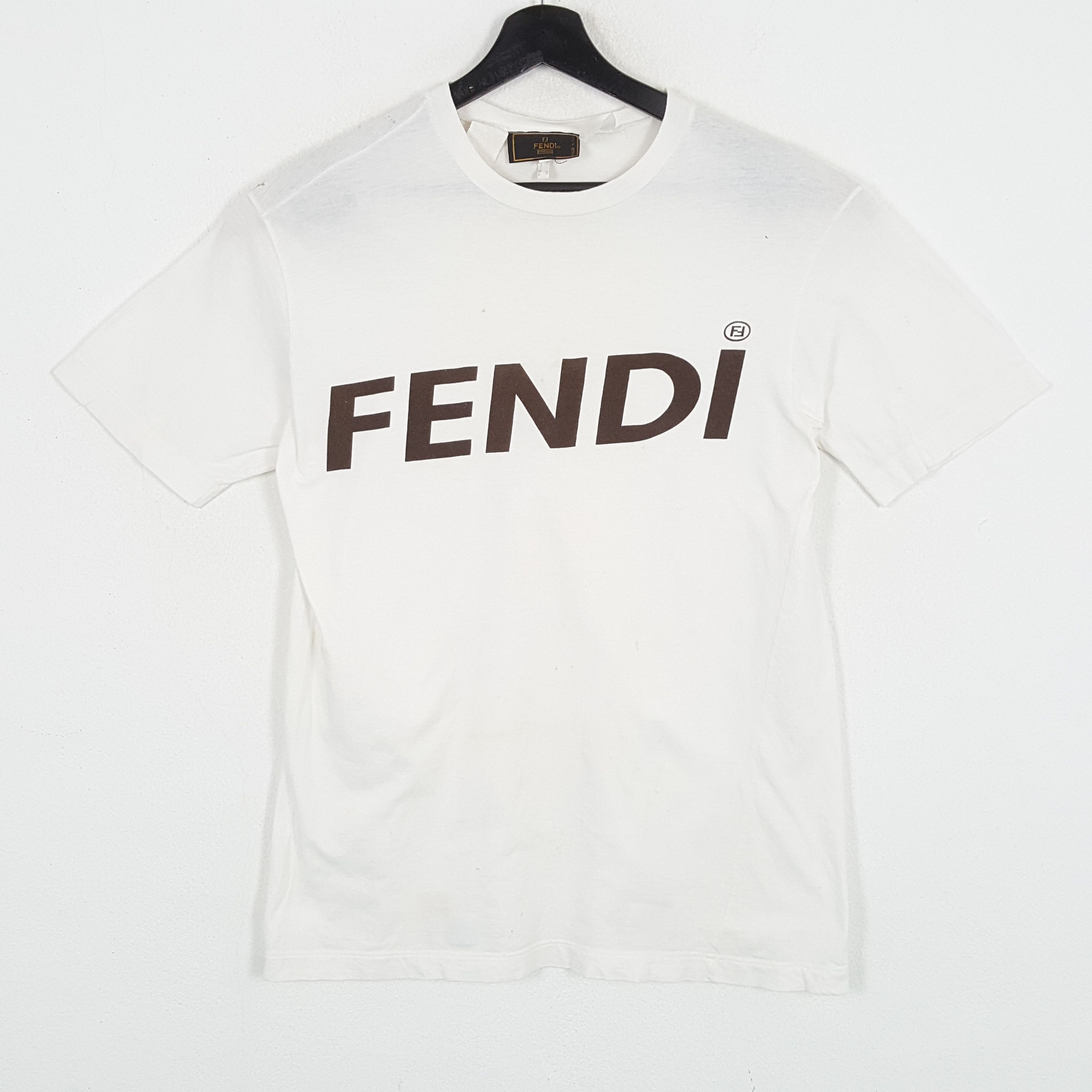Fendi × Vintage FENDI Luxury Fashion Designer Tshirt Spellout Design Size US M / EU 48-50 / 2 - 1 Thumbnail