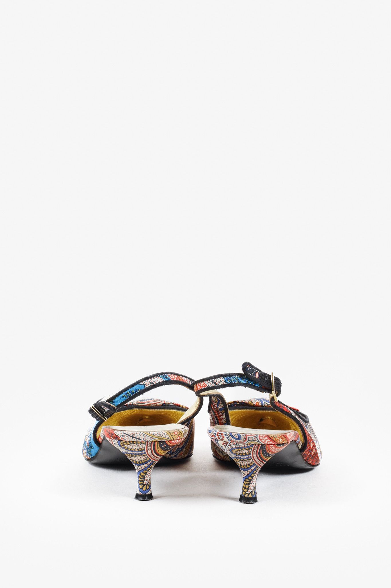Dolce & Gabbana Patchwork Print Cameo Slingback Heels