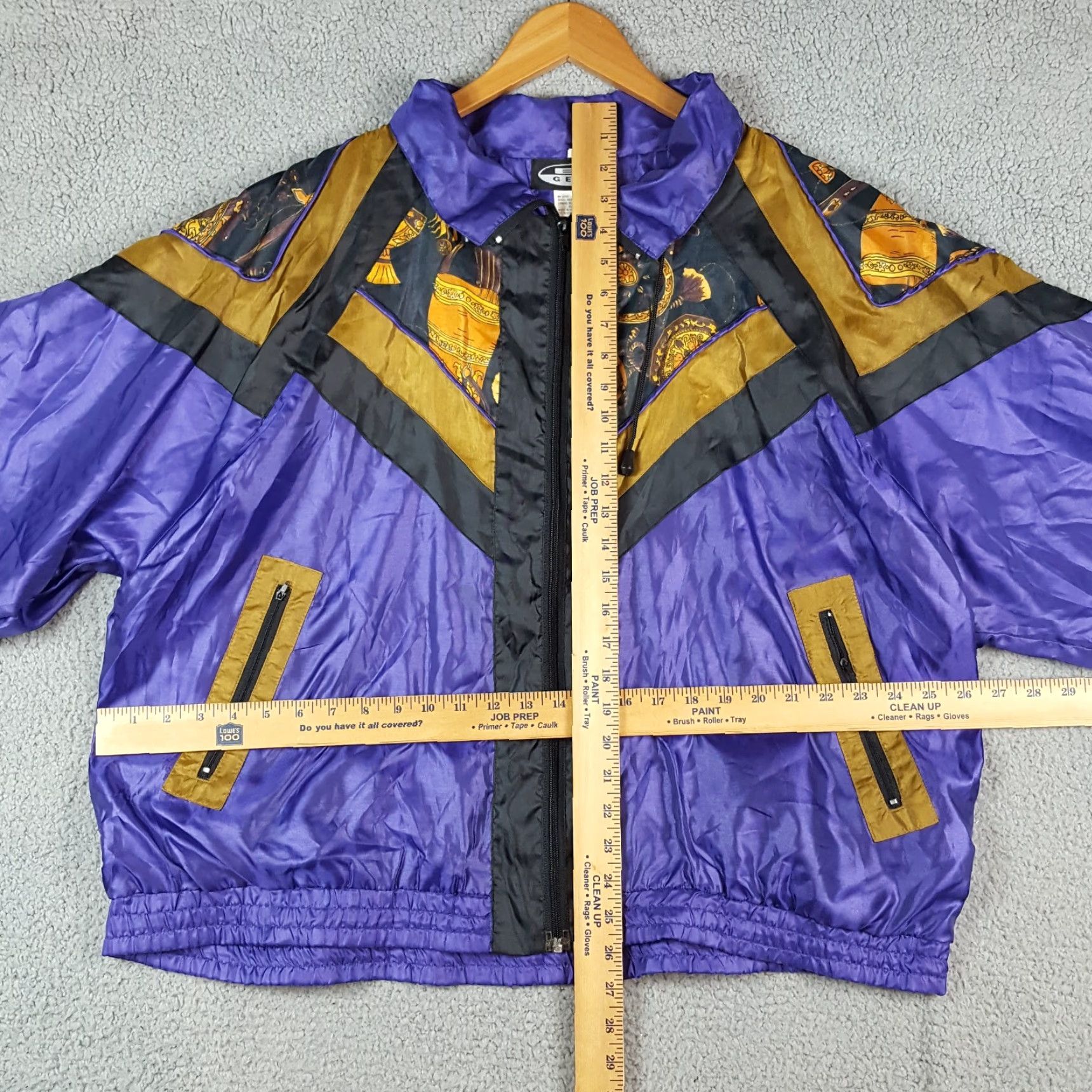 Etro VINTAGE EZ Gear Purple Track Jacket Women's XL Windbreaker Zip Up 80s Retro Gold Embroidered Logo Pockets Full Zip Lightweight Softshell Jacket Women Size XL / US 12-14 / IT 48-50 - 4 Thumbnail