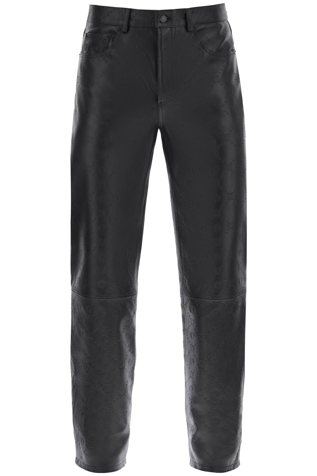 image of Marine Serre Monogram Deadstock Leather Pants in Nero, Men's (Size 32)
