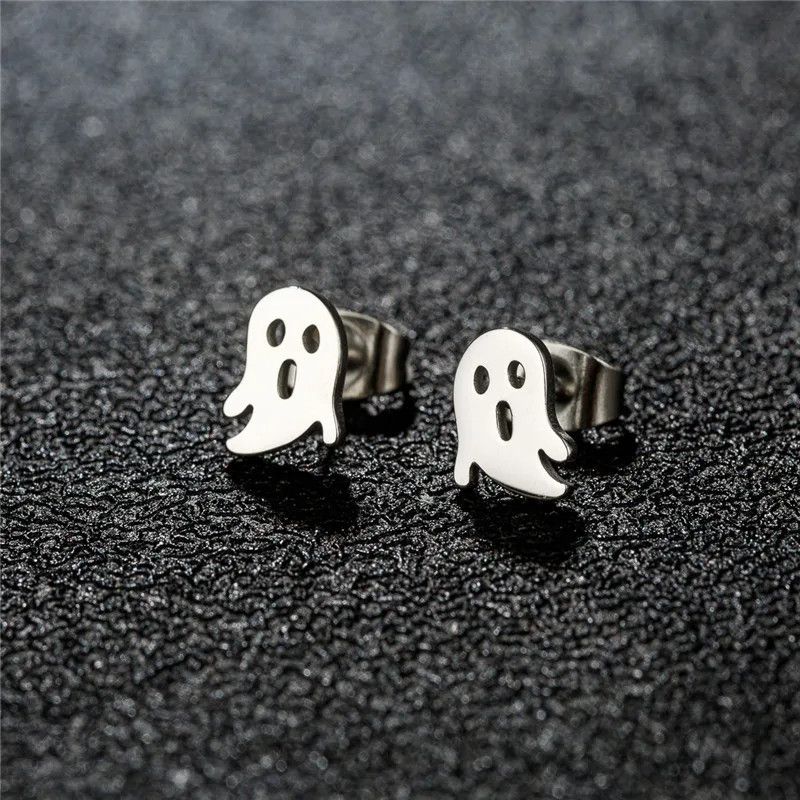 Jewelry Mini Gothic Ghost Stud Earrings Charm Earring Gift Size ONE SIZE - 1 Thumbnail