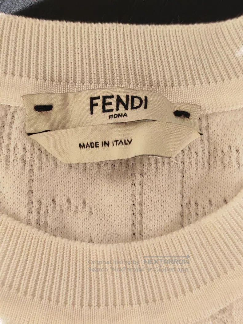 Fendi Fendi White Monogram Printed Knit Top Size XS / US 0-2 / IT 36-38 - 3 Thumbnail