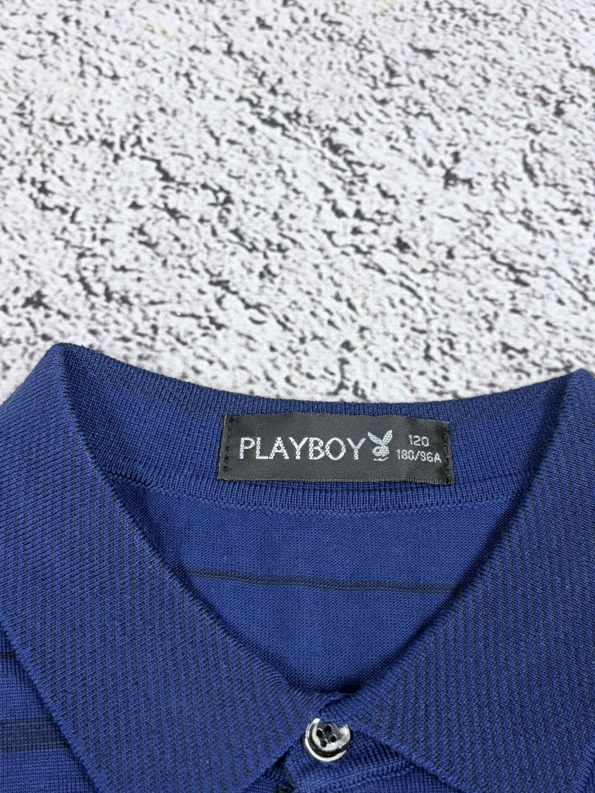 Playboy Playboy Vintage Style Striped Long Sleeve Polo Shirt Blue Size US M / EU 48-50 / 2 - 5 Thumbnail
