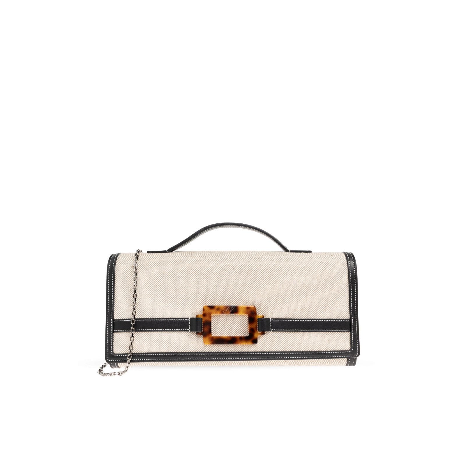ROGER VIVIER Natural/Black Top handle Bag New And Authentic