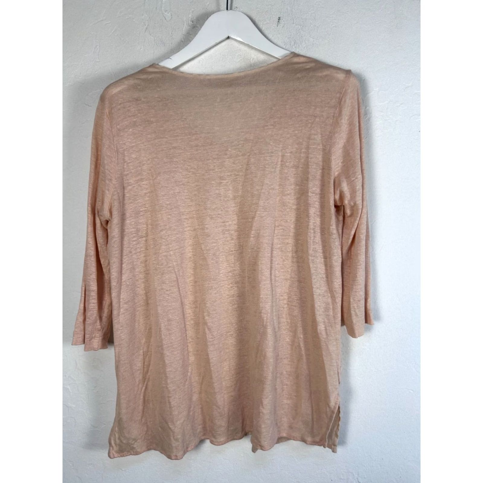 J. Jill J.Jill Love Linen Tunic Top 3/4 Sleeve V-Neck Peach Medium Casual Womens Pullover Blouse Size M / US 6-8 / IT 42-44 - 2 Thumbnail