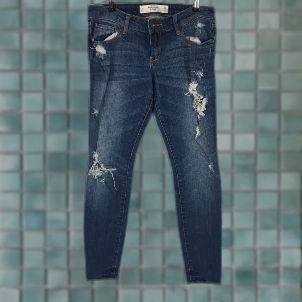 Abercrombie & Fitch Abercrombie & Fitch Distressed Jeans Women's Skinny Blue Denim 30X29 SZ 4S Size 27" / US 4 / IT 40 - 1 Thumbnail
