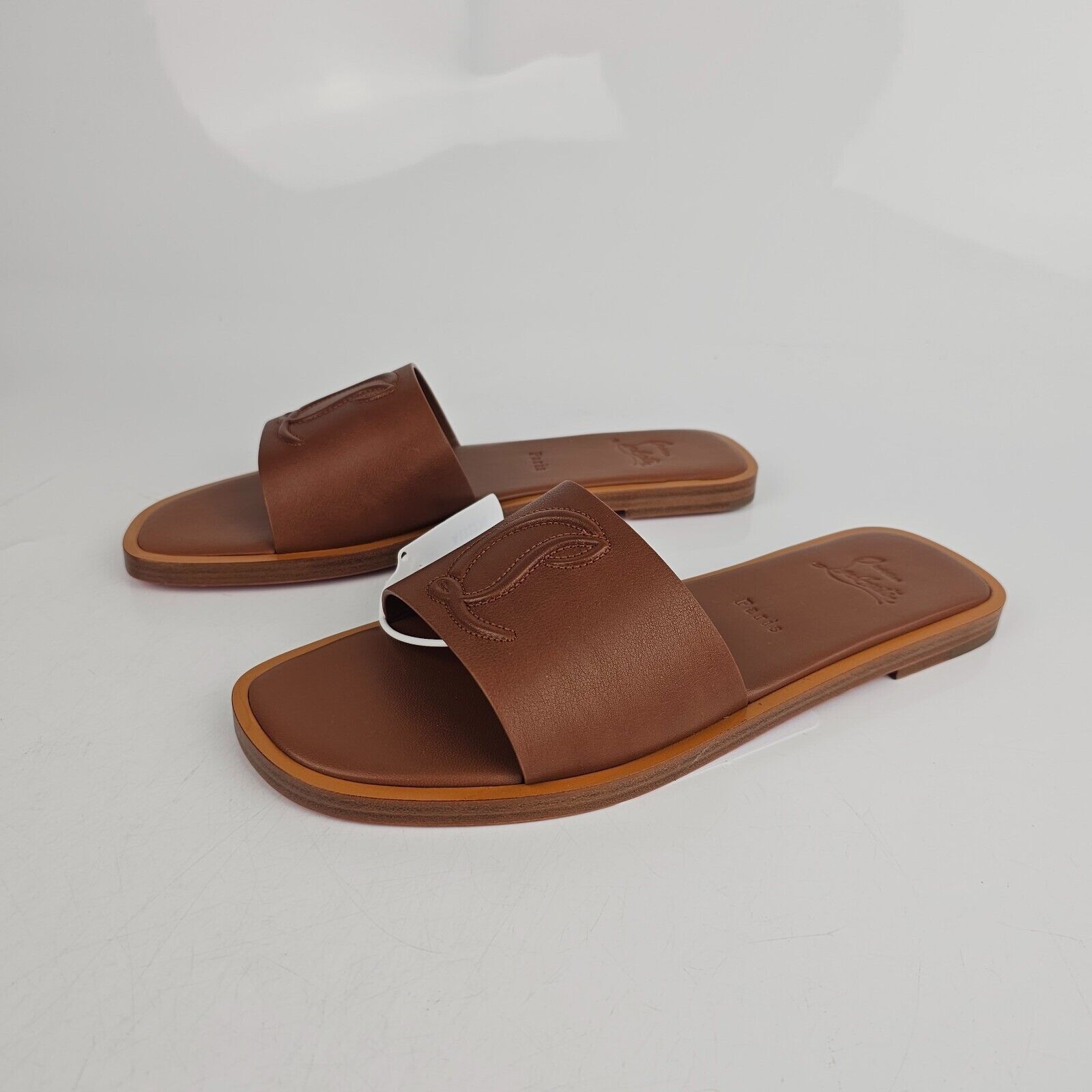 CHRISTIAN LOUBOUTIN CL Mule Brown Slides New