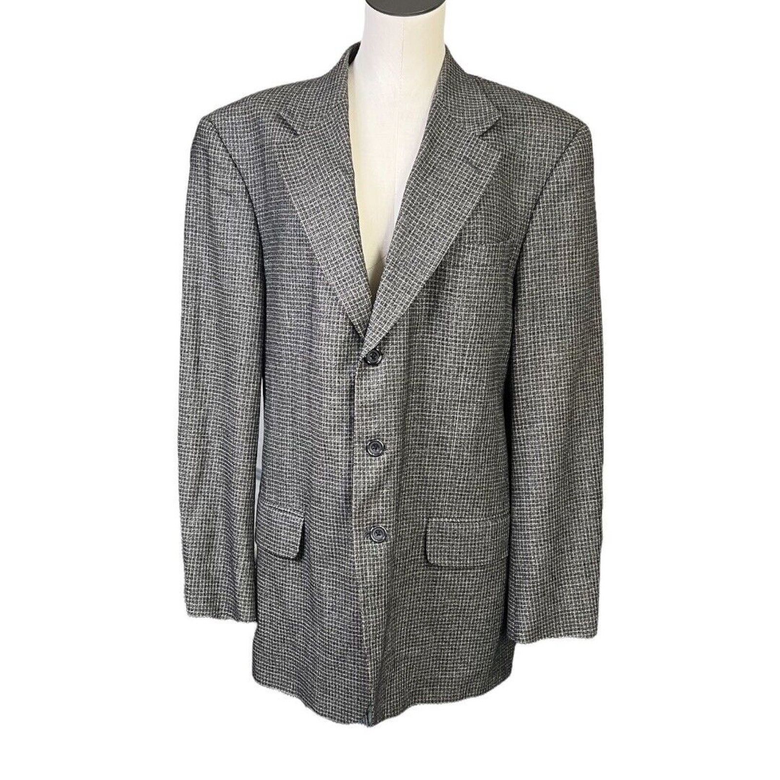 Oscar De La Renta Oscar De La Renta Menswear Tweed Print Blazer 3 Button 42L Size 42L - 8 Thumbnail