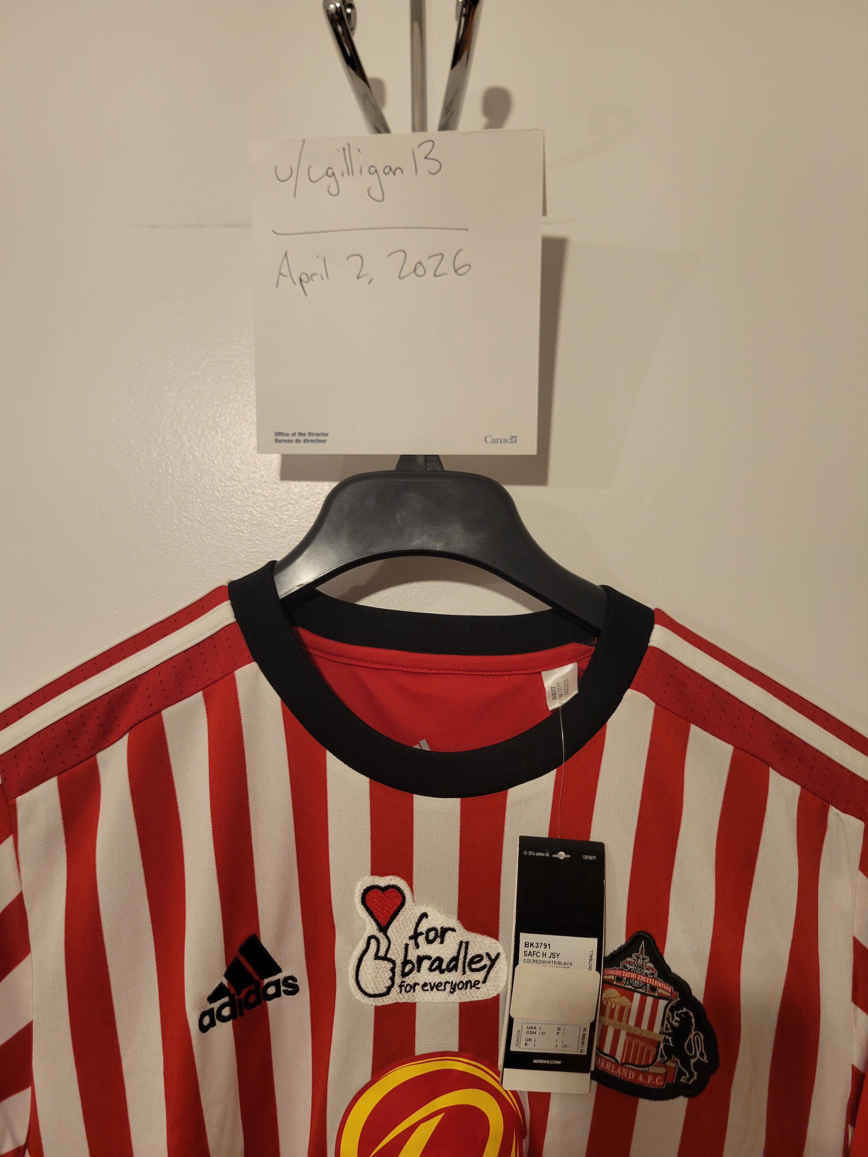 Adidas Sunderland AFC 2017-2018 Home with For Bradley patch BNWT Size US L / EU 52-54 / 3 - 3 Thumbnail