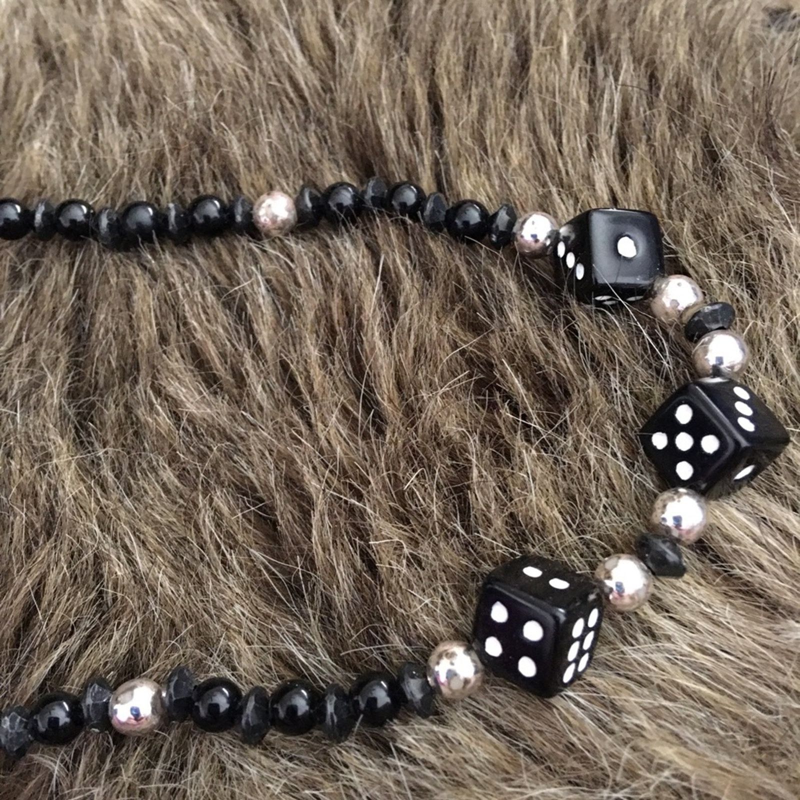 Jewelry Lucky dice black and silver beaded necklace Size ONE SIZE - 6 Thumbnail