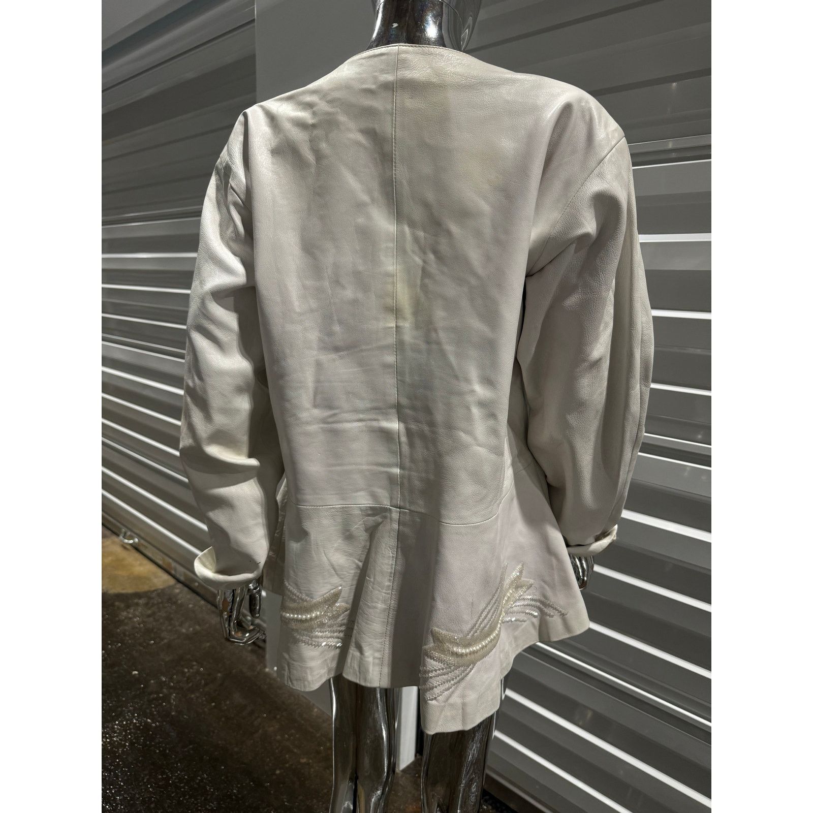 Vintage White leather blazer Size XL / US 12-14 / IT 48-50 - 9 Thumbnail