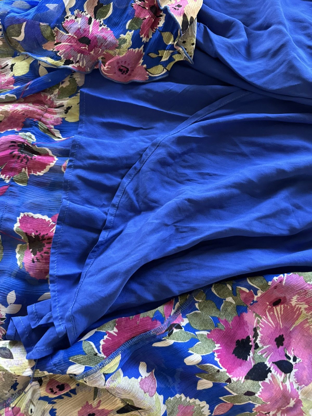 Sezane Sezane skirt jupe Carmella blue ruffle floral maxi skirt Size 30" / US 8 / IT 44 - 6 Thumbnail