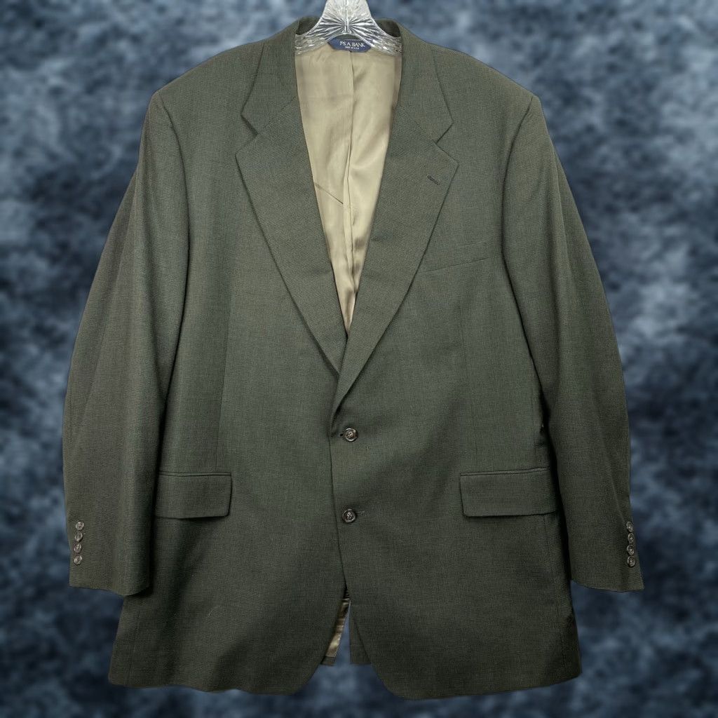 Jos. A. Bank Jos. A. Bank Sport Coat Mens 50XL Wool Green Tw eet Plaid Notch Lapel Two-Button Single-Breasted Long Coat Jacket Business Blazer Mens Size 50R - 1 Thumbnail
