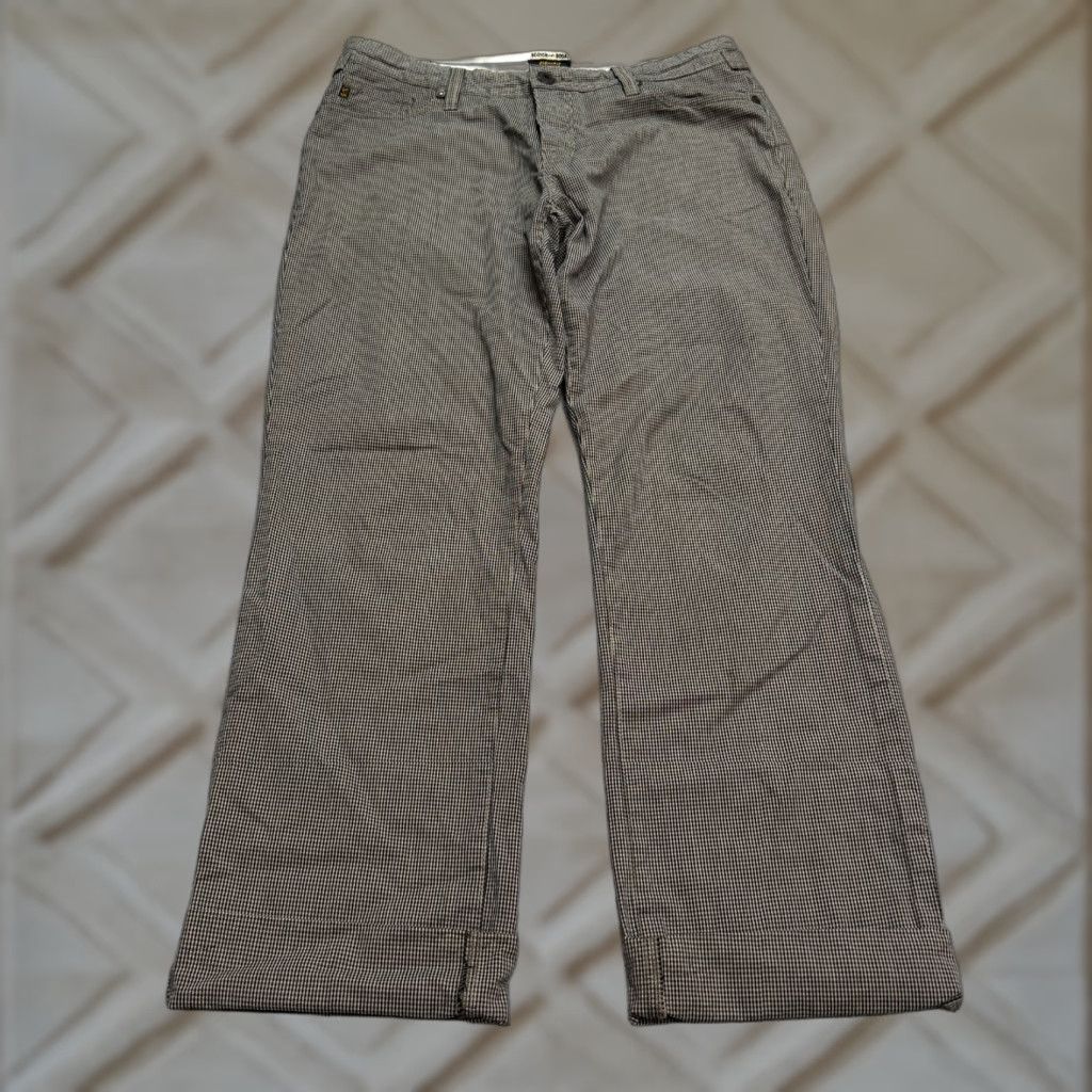 Scotch & Soda Button Fly Cuffed Gingham Chino Pants Mens Brown Check Trouser