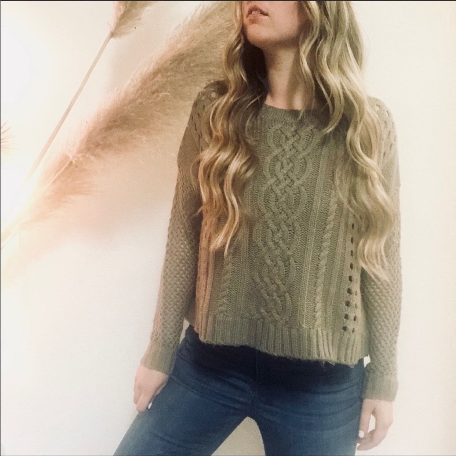 Nordstrom NORDSTROM Trouve Open Weave Pullover Sweater Chunky Knit Size L / US 10 / IT 46 - 2 Thumbnail