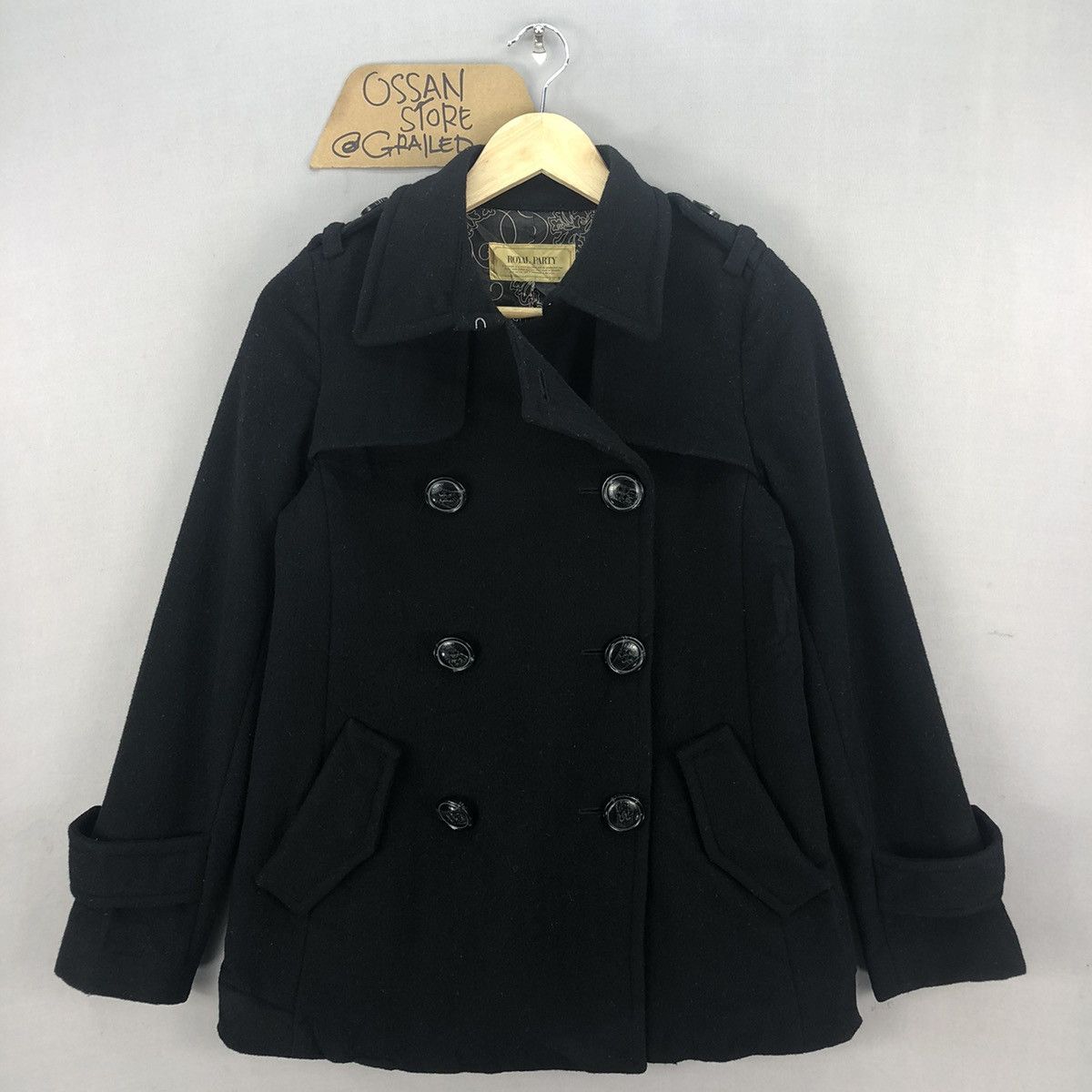Japanese Brand Royal Party Double Breasted Wool Peacoat Jacket Size S / US 4 / IT 40 - 1 Thumbnail