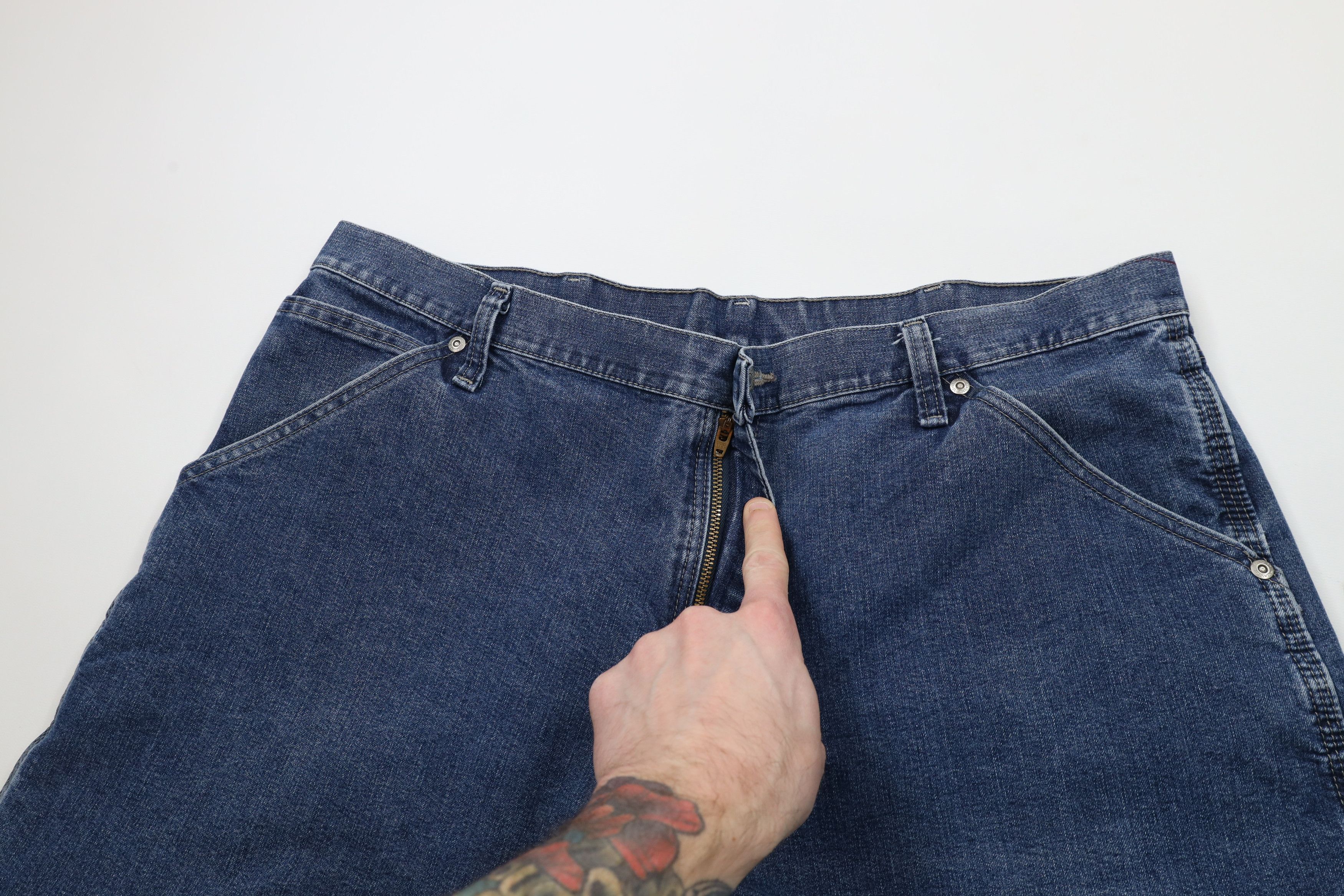 Vintage × Wrangler Vintage Y2K Wrangler Wide Leg Dungaree Denim Jeans Blue Size US 38 / EU 54 - 7 Thumbnail