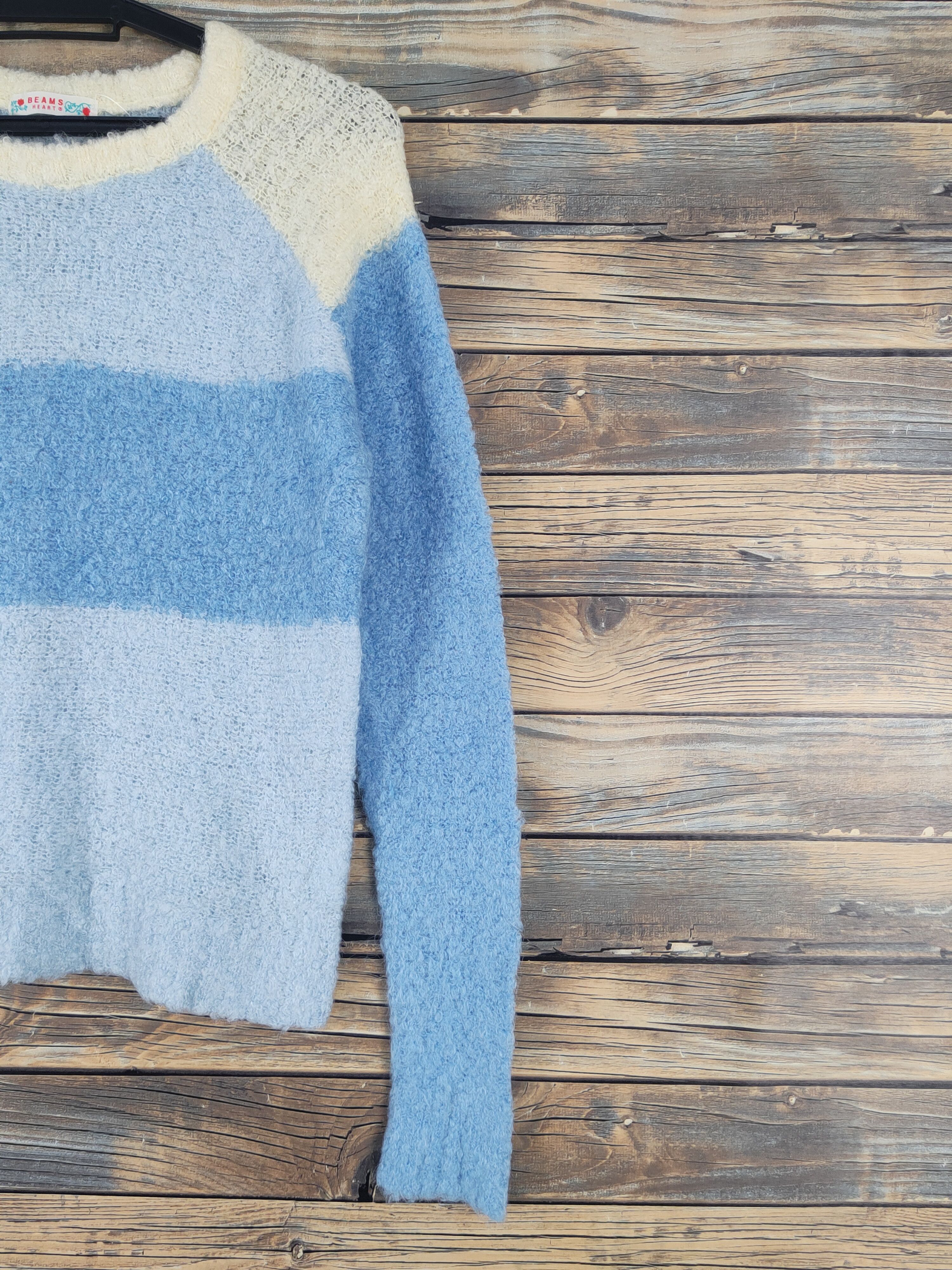 Homespun Knitwear Beams Heart Blue Knitwear Sweatshirts #W1272 Size S / US 4 / IT 40 - 5 Thumbnail