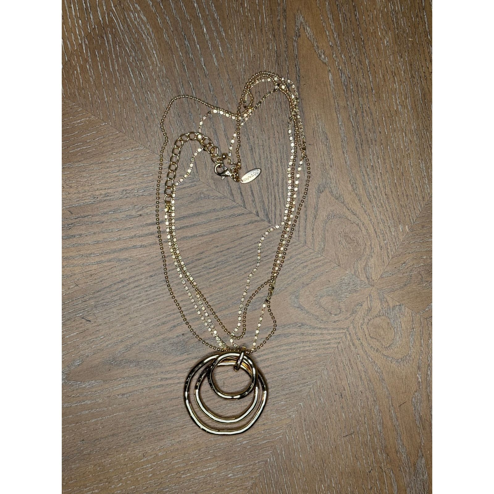 Style & Co Style & Co Gold Tone Multi Strand Circle Pendant Necklace Size ONE SIZE - 1 Thumbnail